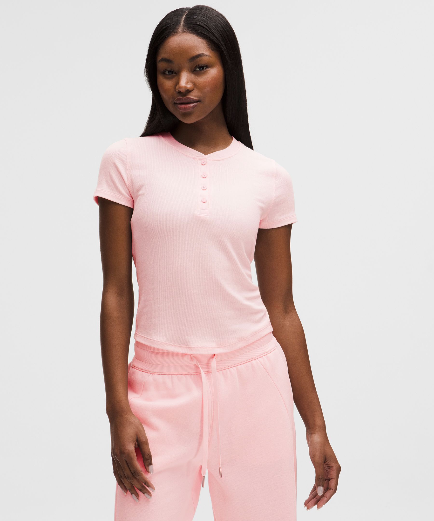 lululemon – Women’s Hold Tight Short-Sleeve Henley Top – Color Pink – Size 10