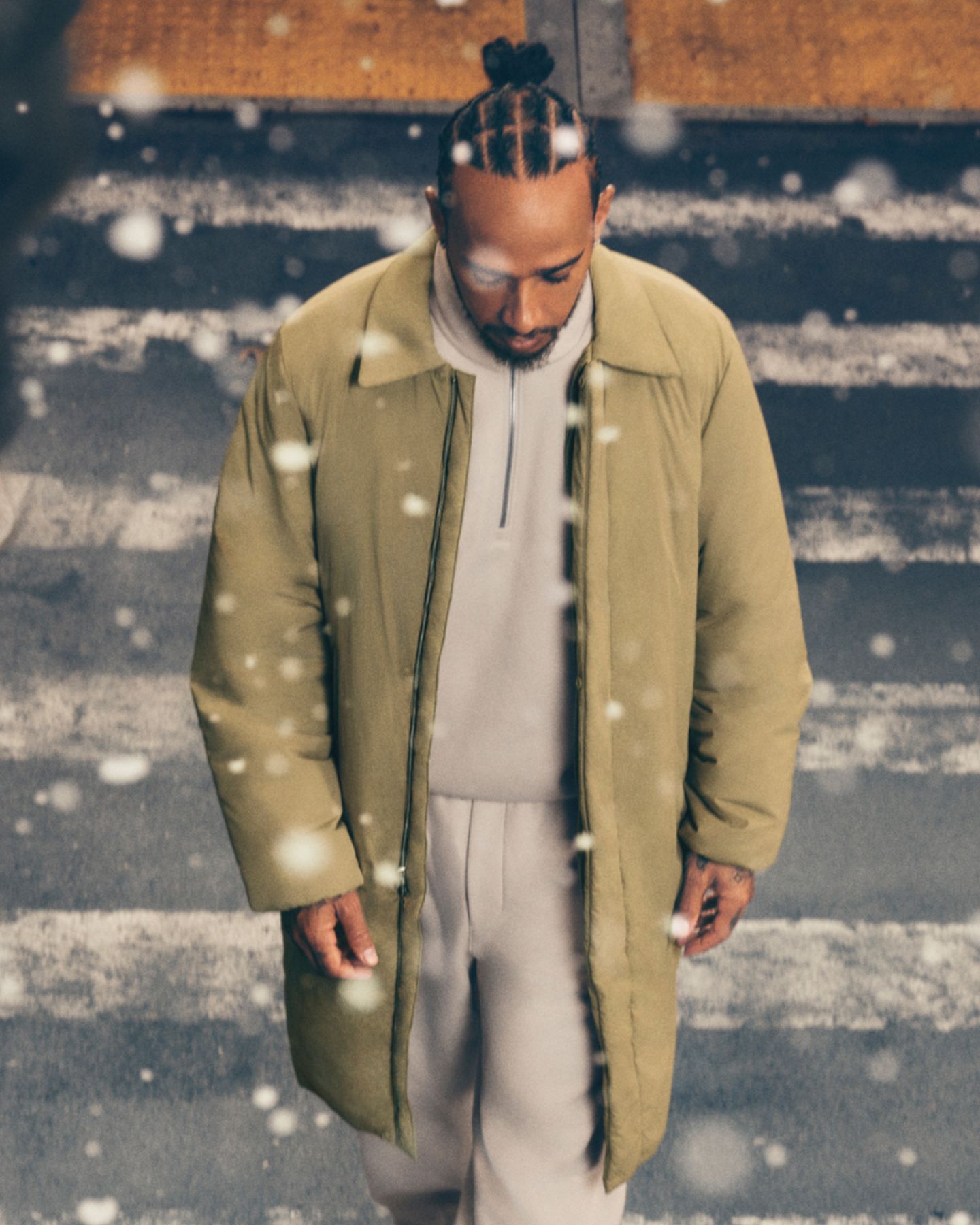 Ayan Broomfield, lululemon Ambassador, in the Thermozen™ Insulated Mac Coat in Rumble Crumble.