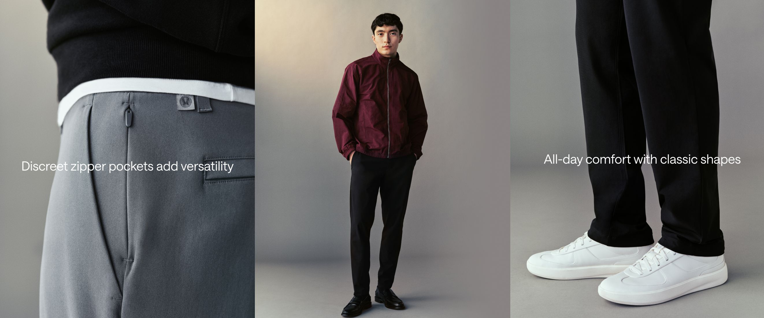 Easywearing styles with four distinct fabrics.