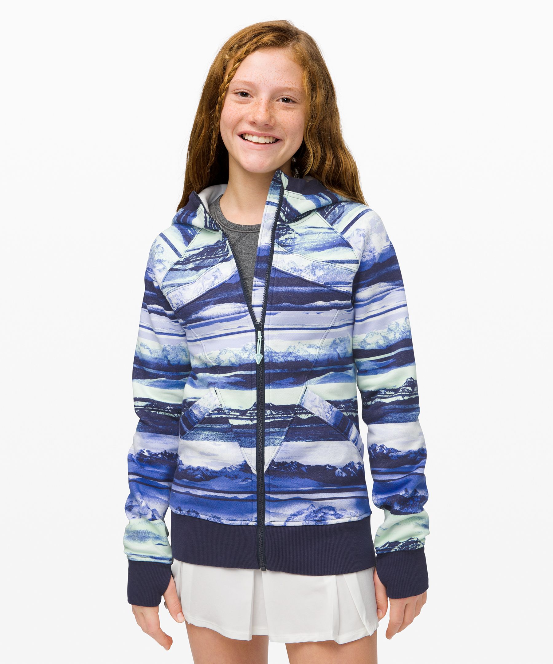 Lululemon The Ivivva Hoodie - Girls In Mountain High Stripe/true Navy