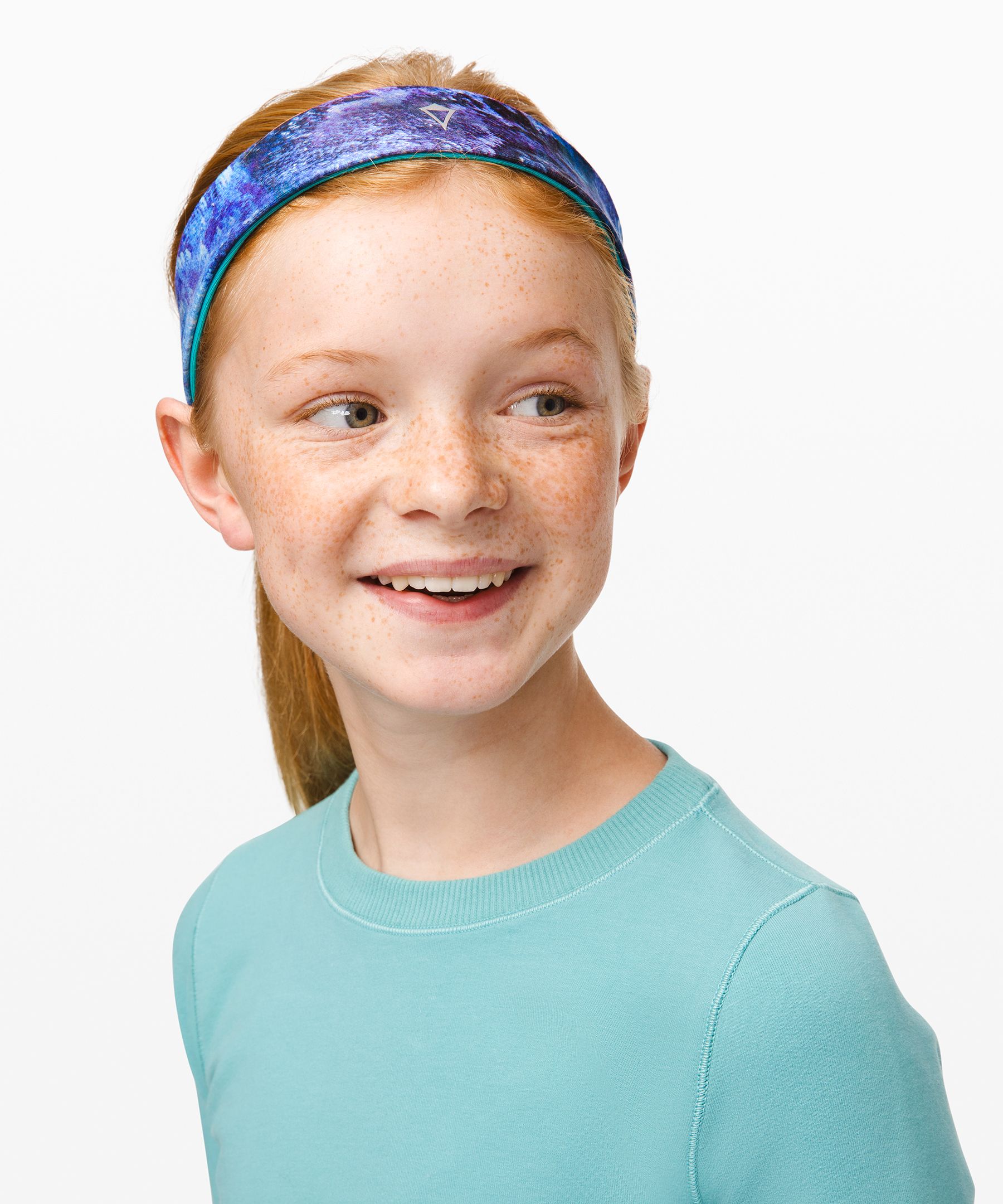 Lululemon Back 2 Back Headband*reversible - Girls In Nighttide Multi/code Blue/aqua Aura
