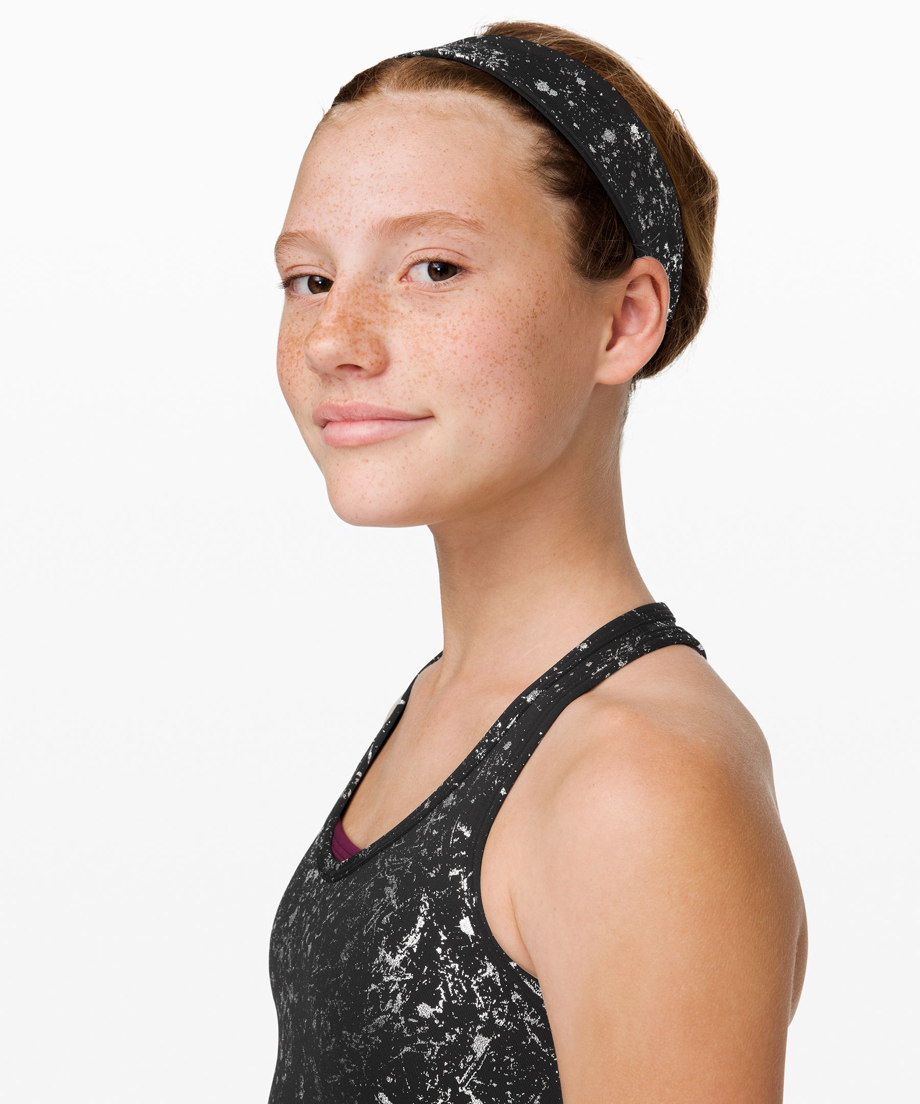 Lululemon Back 2 Back Headband*reversible - Girls In Magnetic Camo Black Silver Foil/black