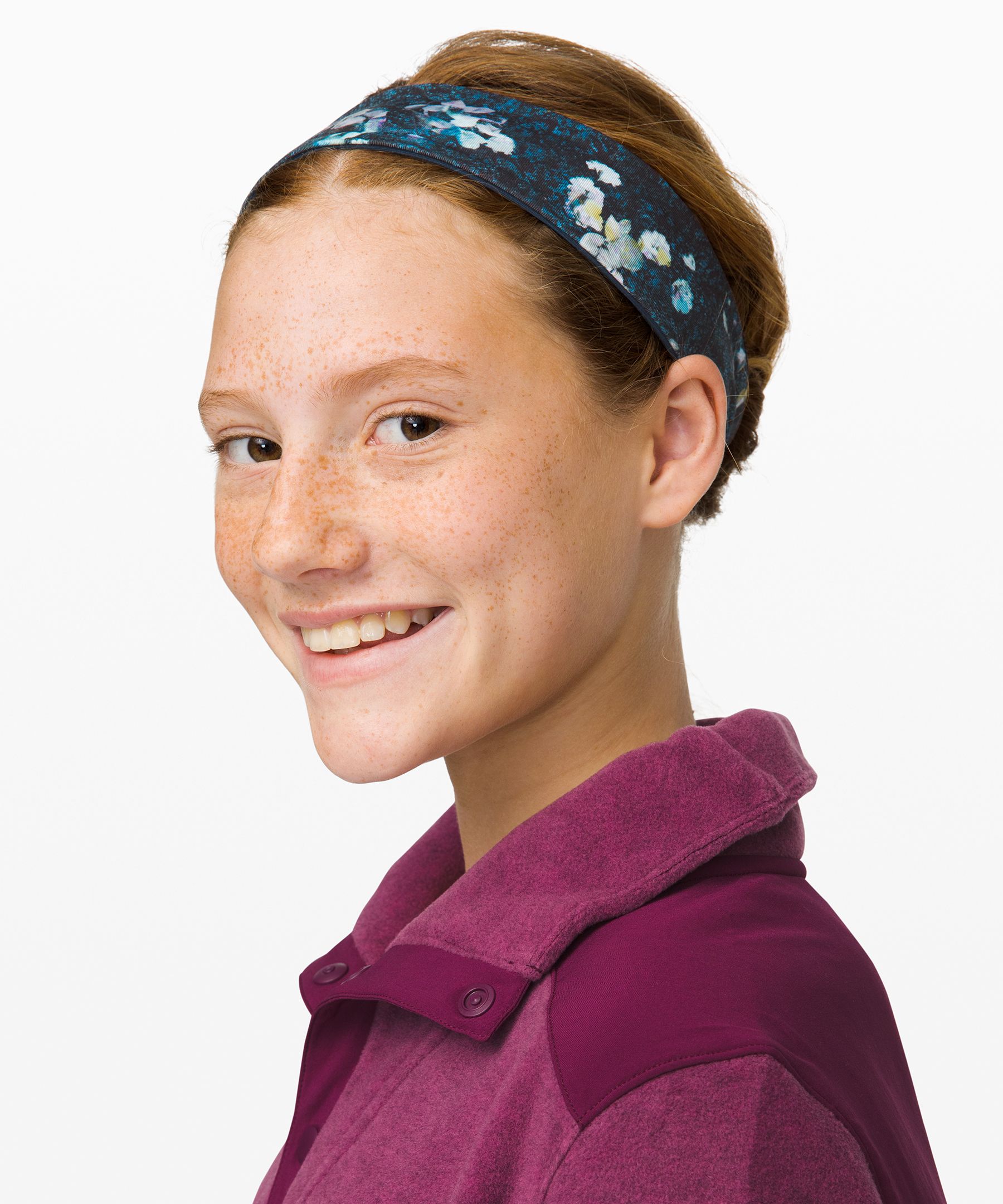 Lululemon Back 2 Back Headband*reversible - Girls In Aurora Flora Multi/night Diver
