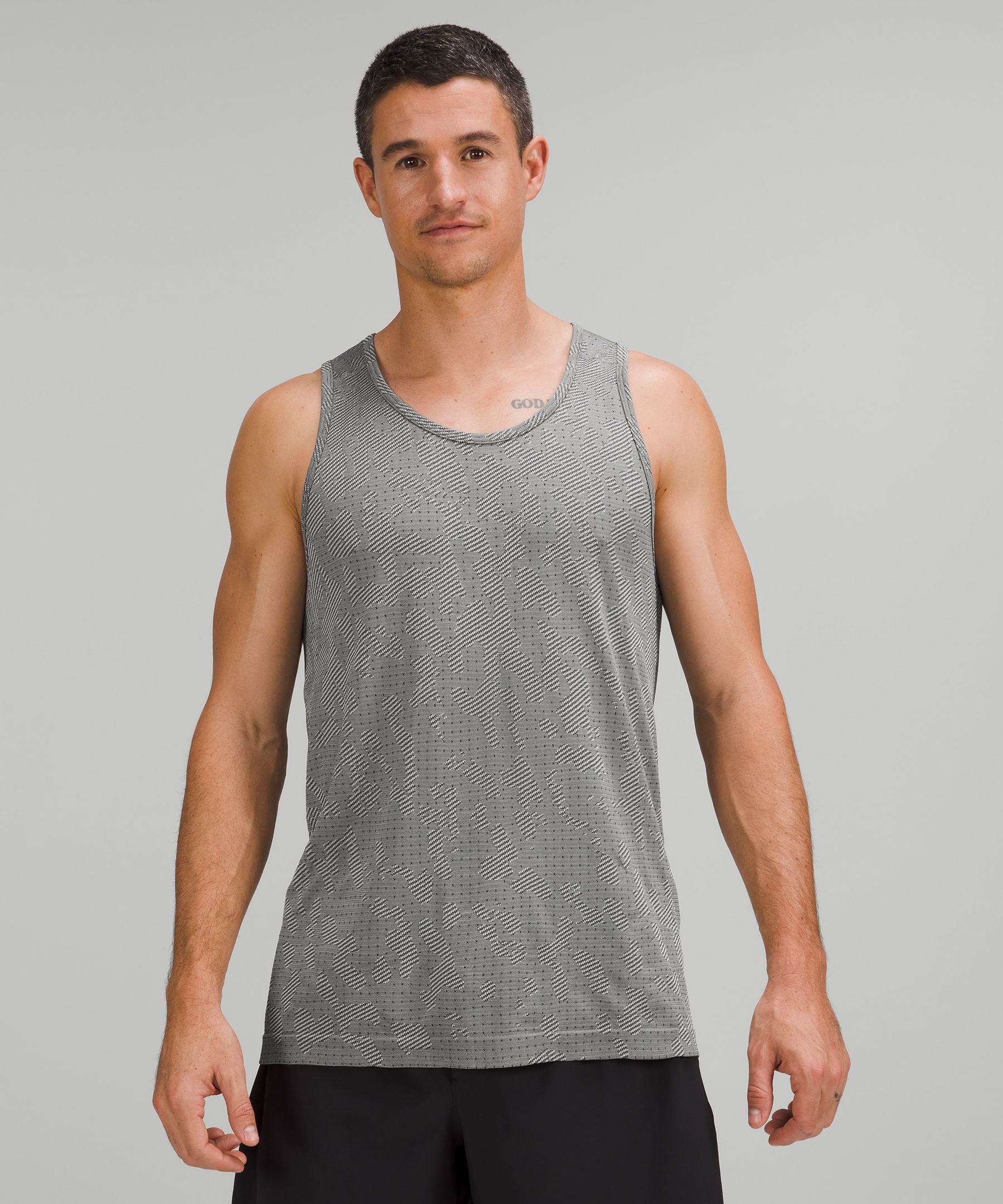 Lululemon Metal Vent Breathe Tank Top In Covered Camo Graphite Grey/white Opal