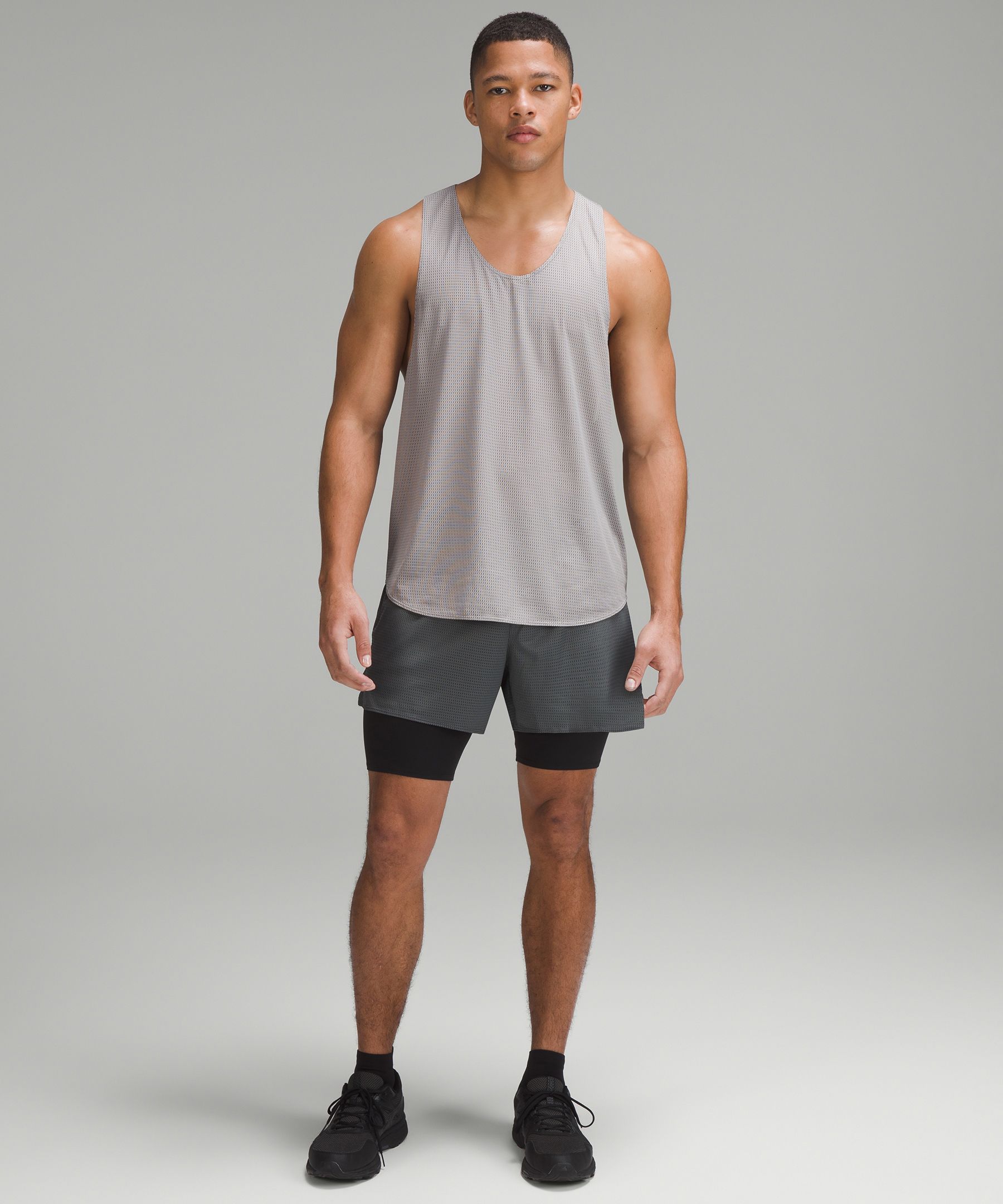 Men's Sleeveless Running Tank Top |  Stone Grey / XL