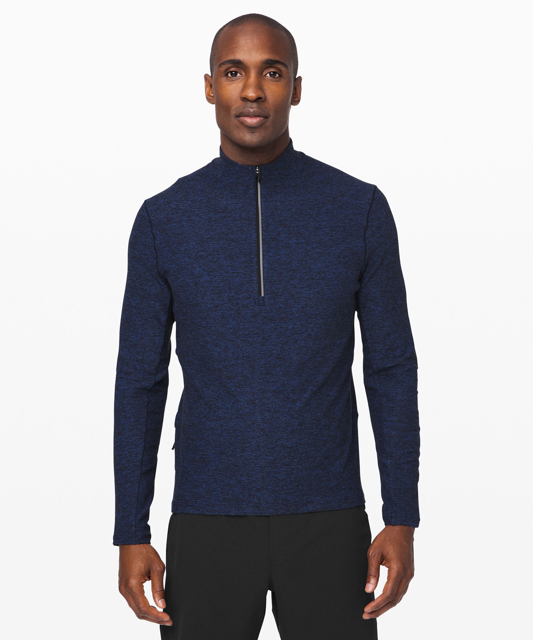 Lululemon Surge Warm 1/2 Zip In Heathered Moroccan Blue/black | ModeSens