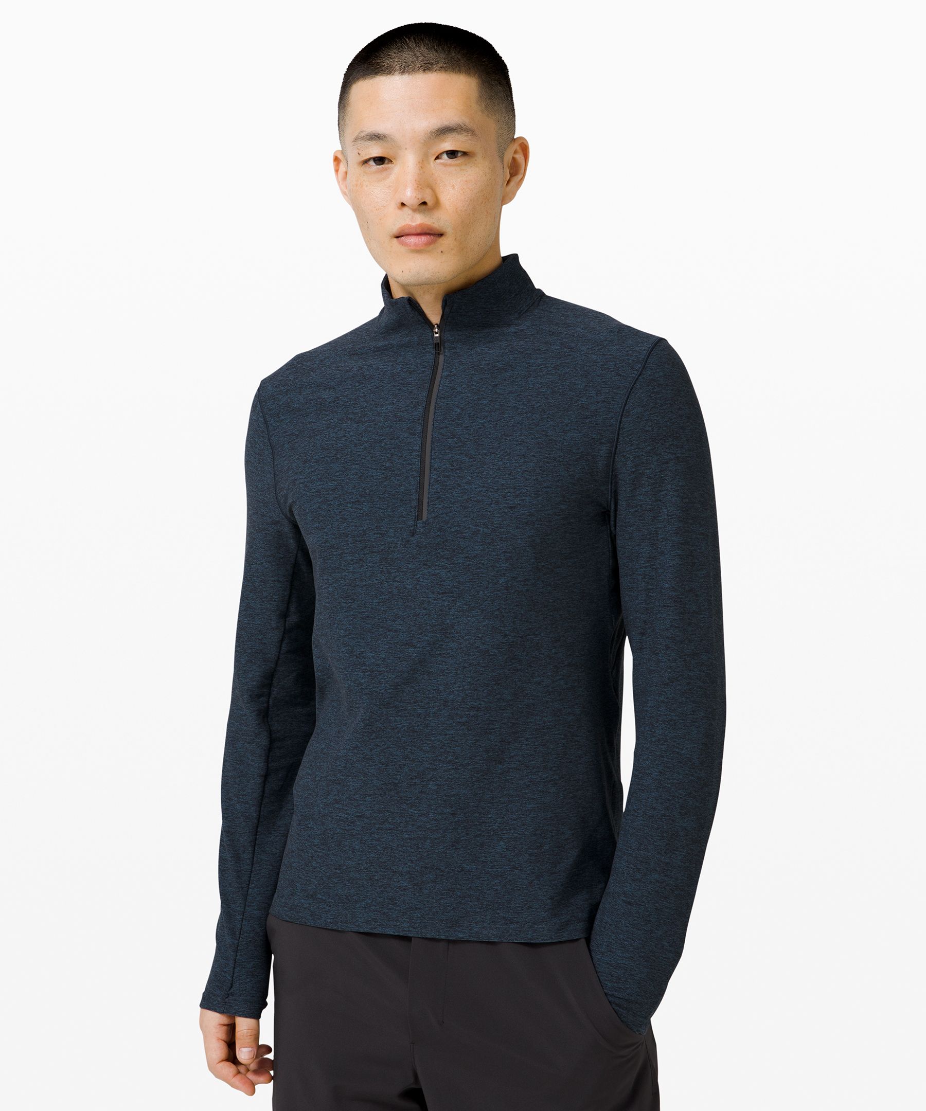 Lululemon Surge Warm Half-zip Sweatshirt In Navy/black | ModeSens