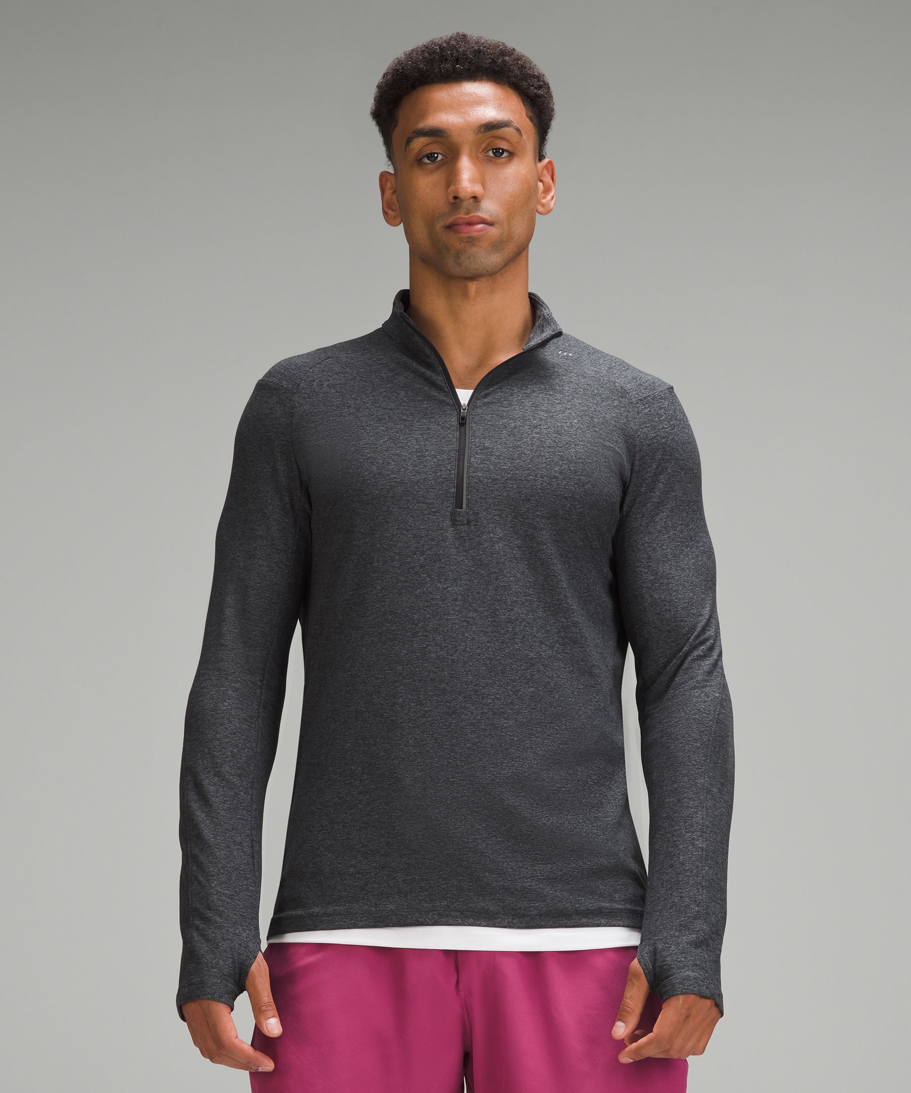 Lululemon Surge Warm Half-zip In Heathered Graphite Grey/black | ModeSens