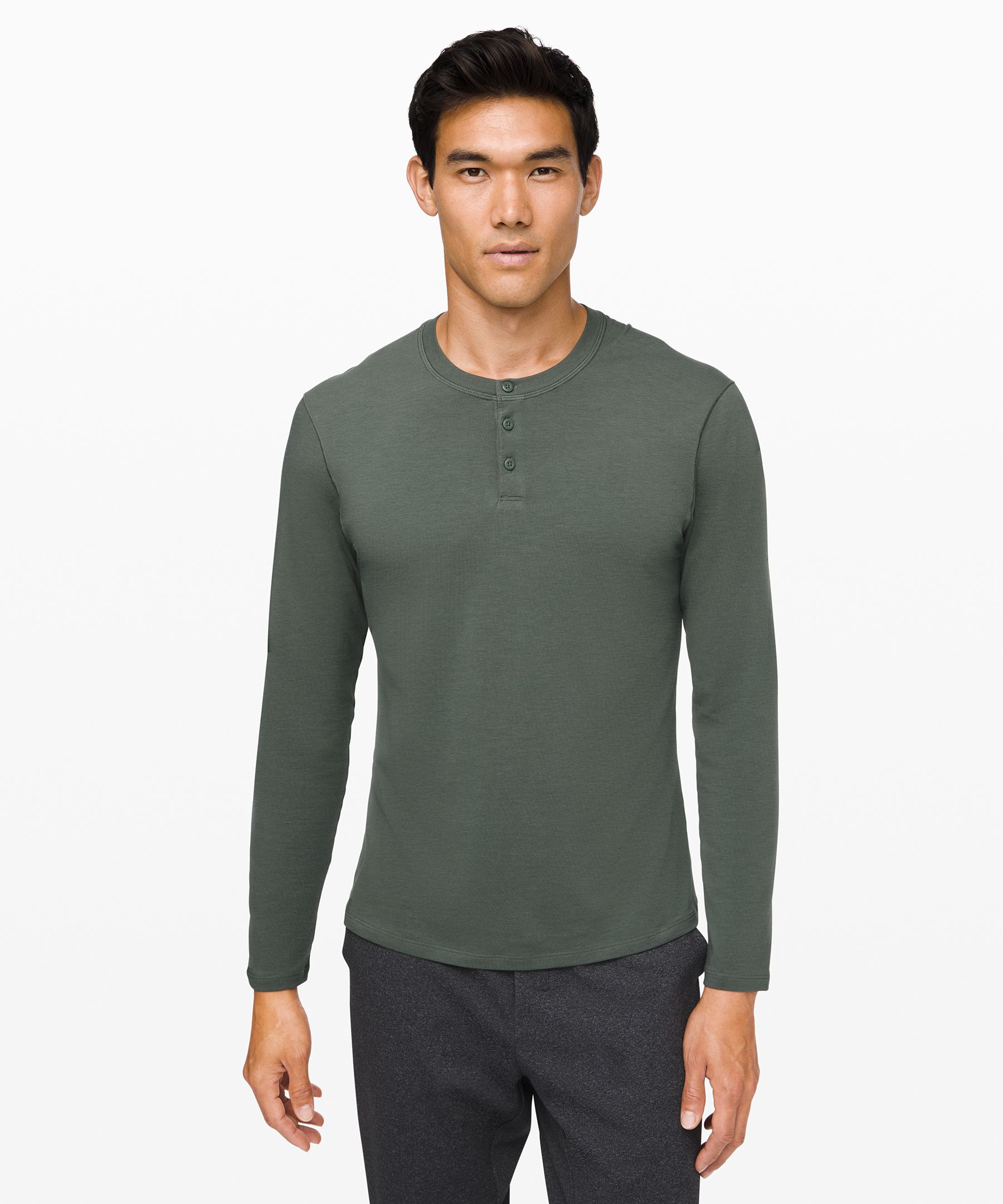 Lululemon 5 Year Basic Long Sleeve Henley In Palm Deco