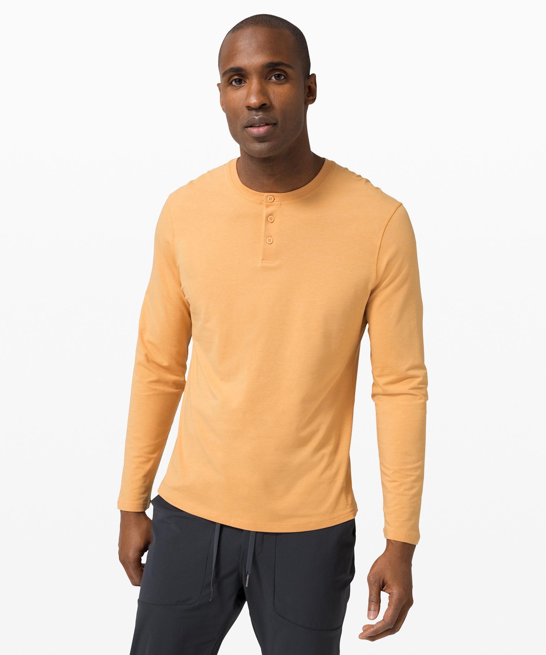 Lululemon 5 Year Basic Long Sleeve Henley In Beeswax