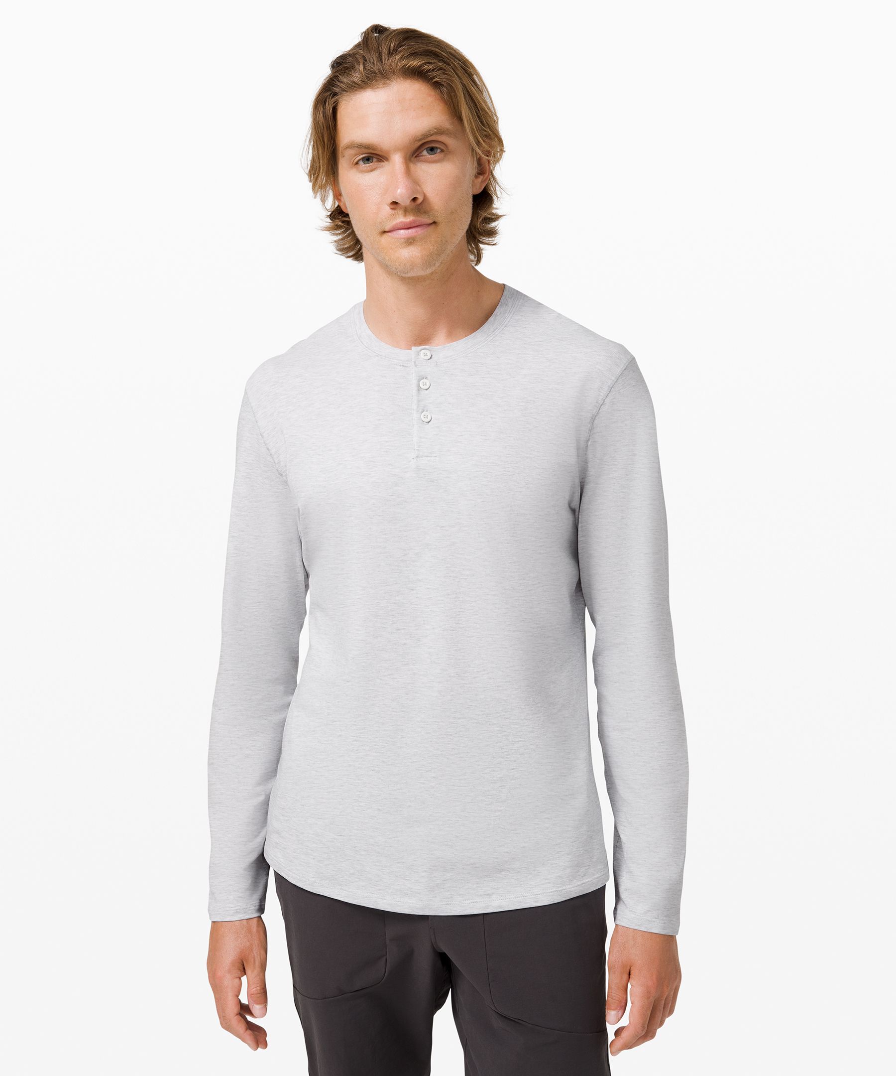 Lululemon 5 Year Basic Long Sleeve Shirt Henley In Grey