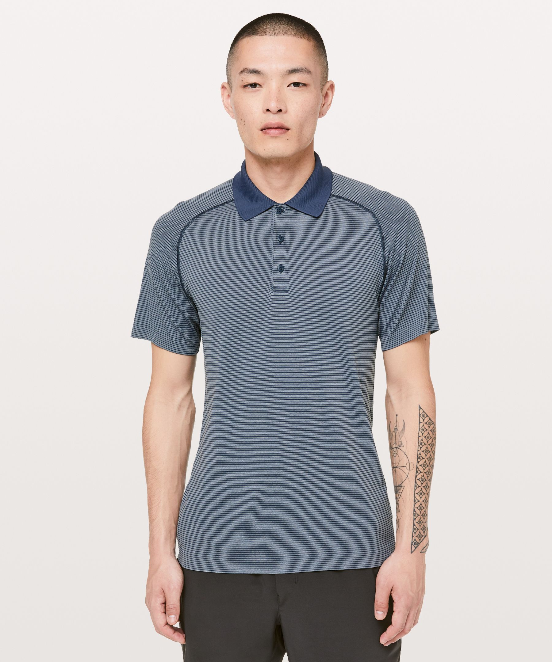 Lululemon Metal Vent Tech Polo In Mach Blue/white