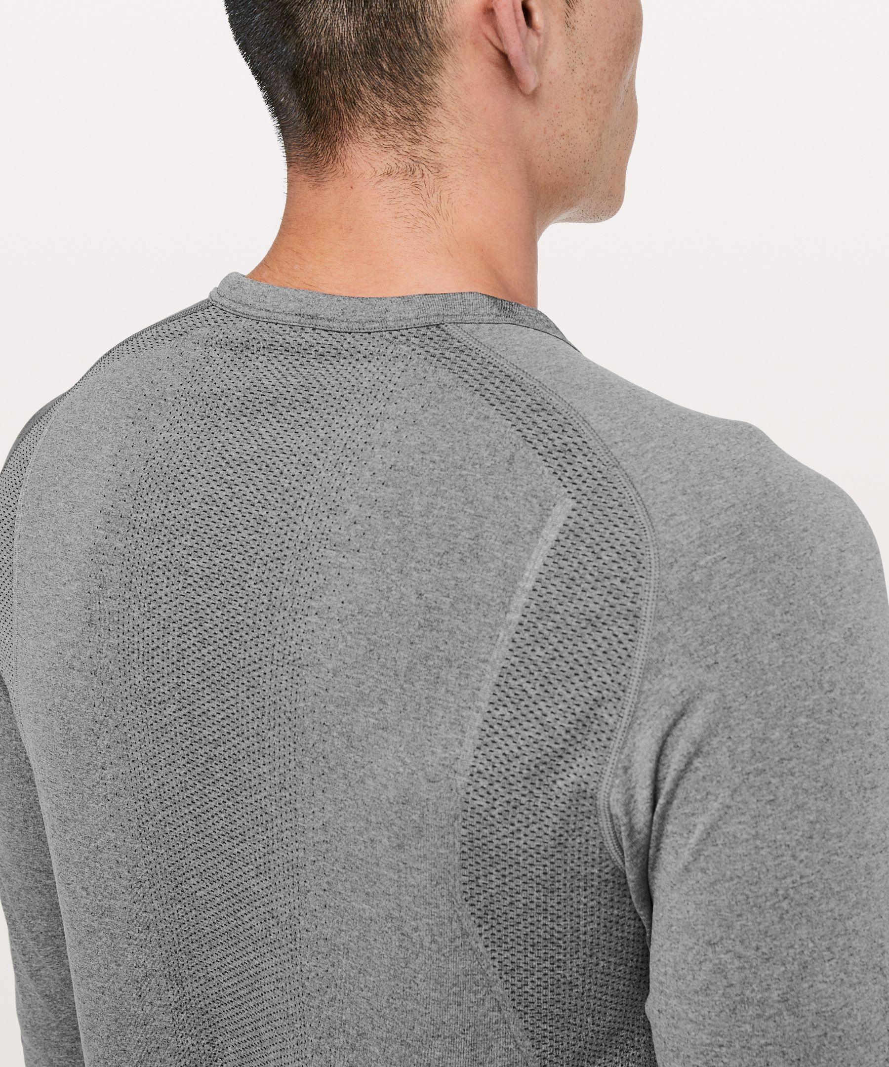 black/white Metal Vent Tech Long Sleeve Henley