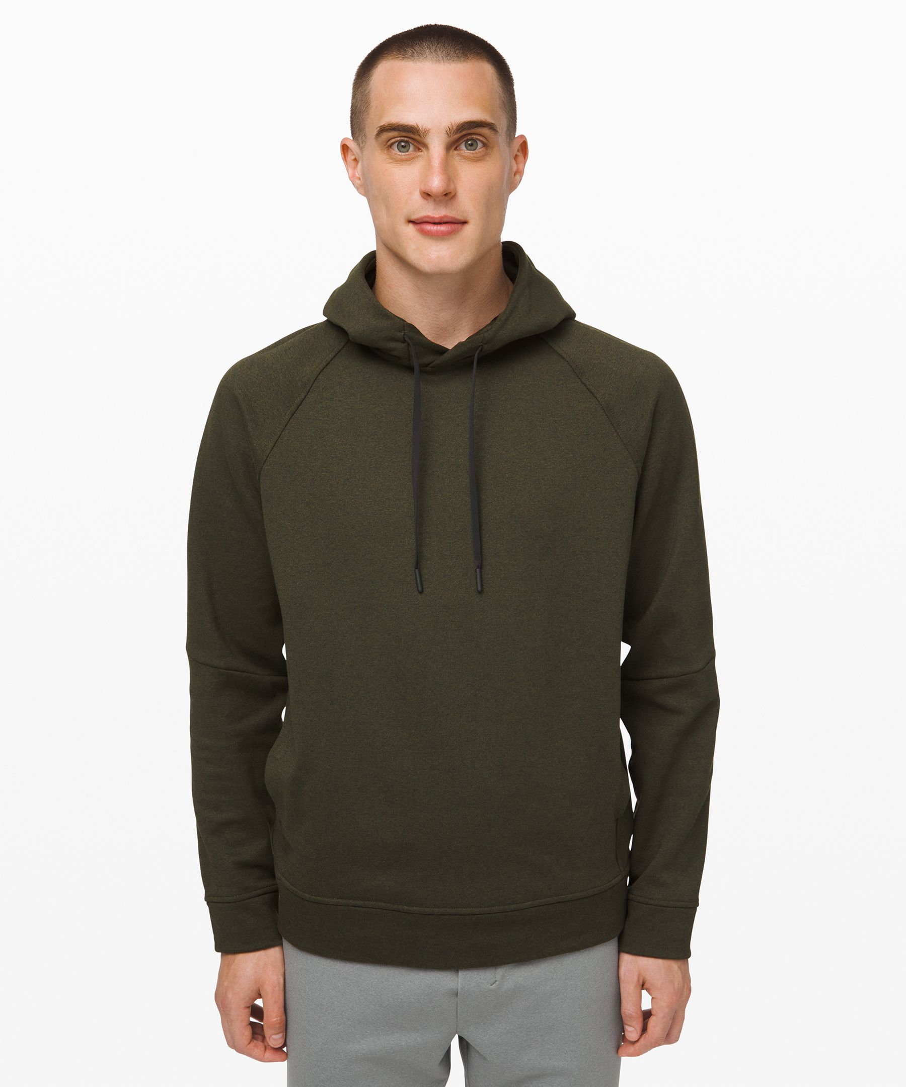 Lululemon City Sweat Pullover Hoodie Fleece In Heathered Dark Olive ...