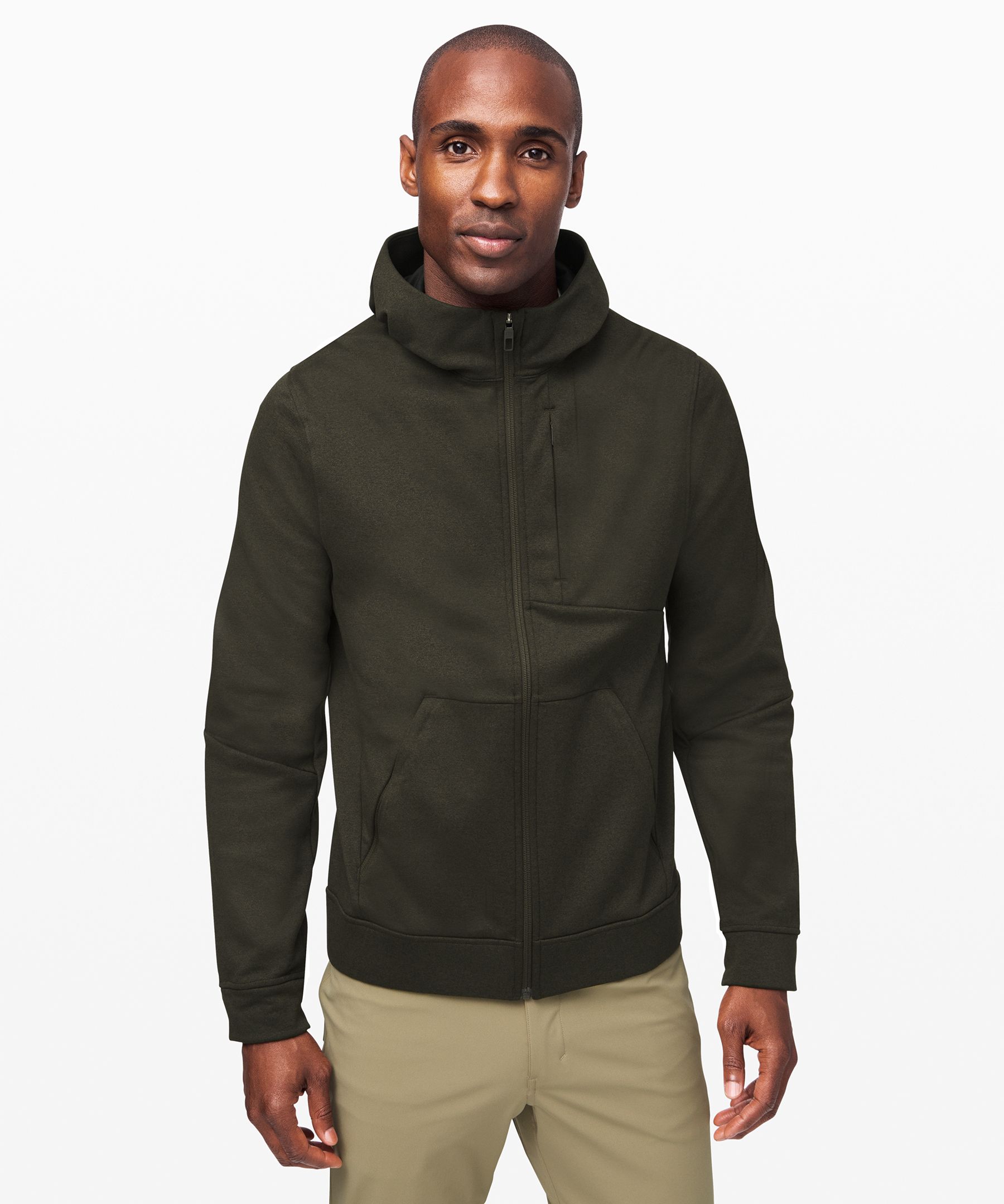 Lululemon City Sweat Zip Hoodie Fleece In Heathered Dark Olive | ModeSens