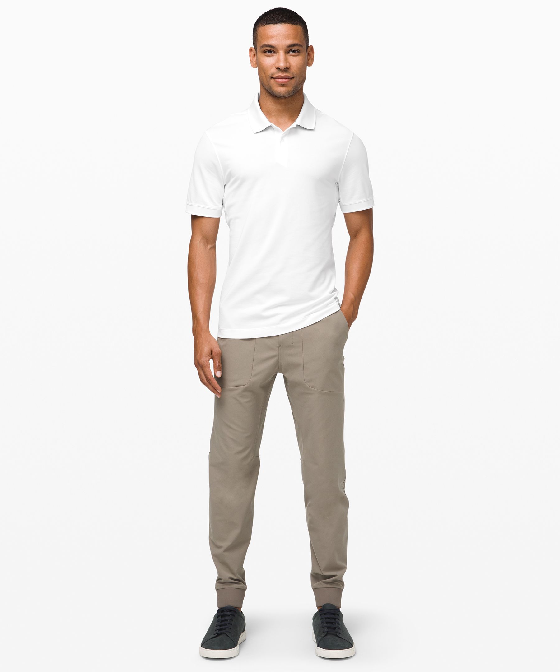 white Tech Pique Polo