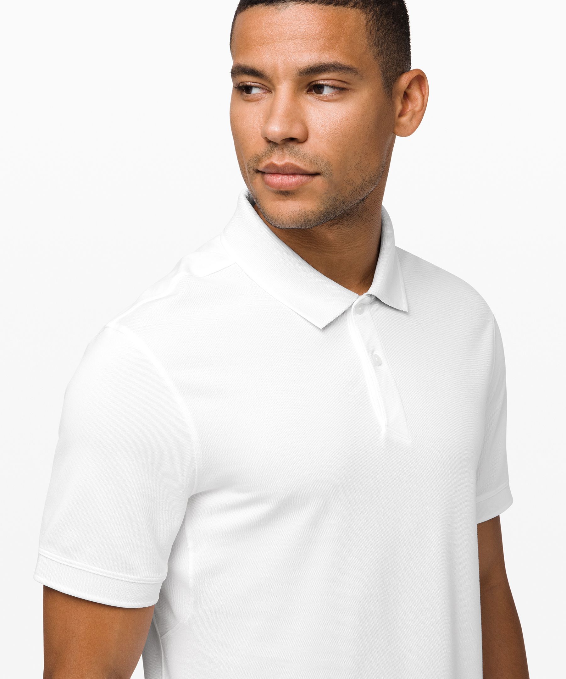 white Tech Pique Polo