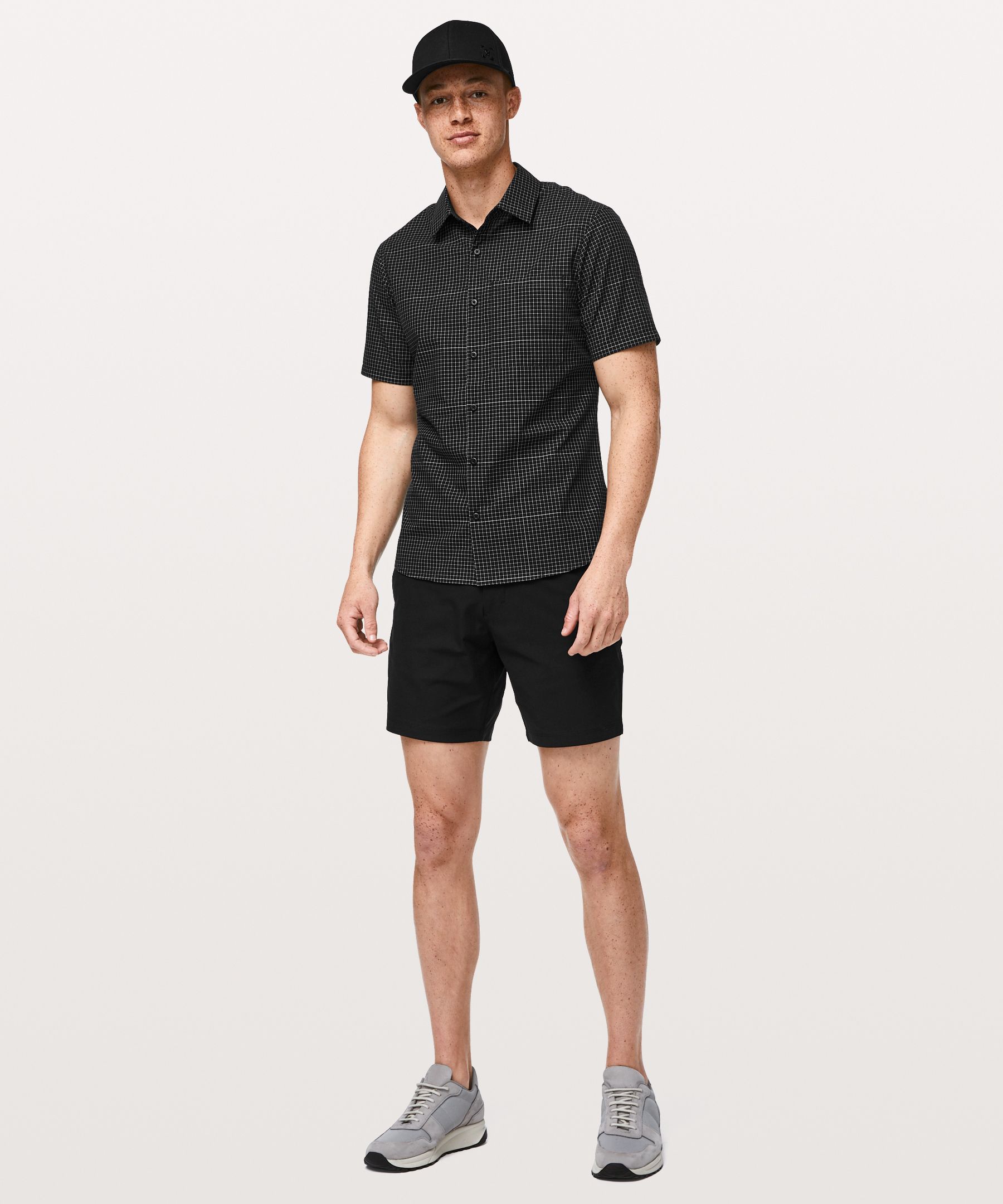 Black/Sea Salt Grid Light Short Sleeve Shirt