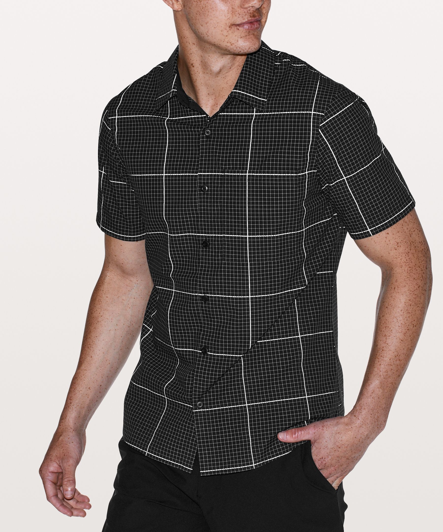 Black/Sea Salt Grid Light Short Sleeve Shirt