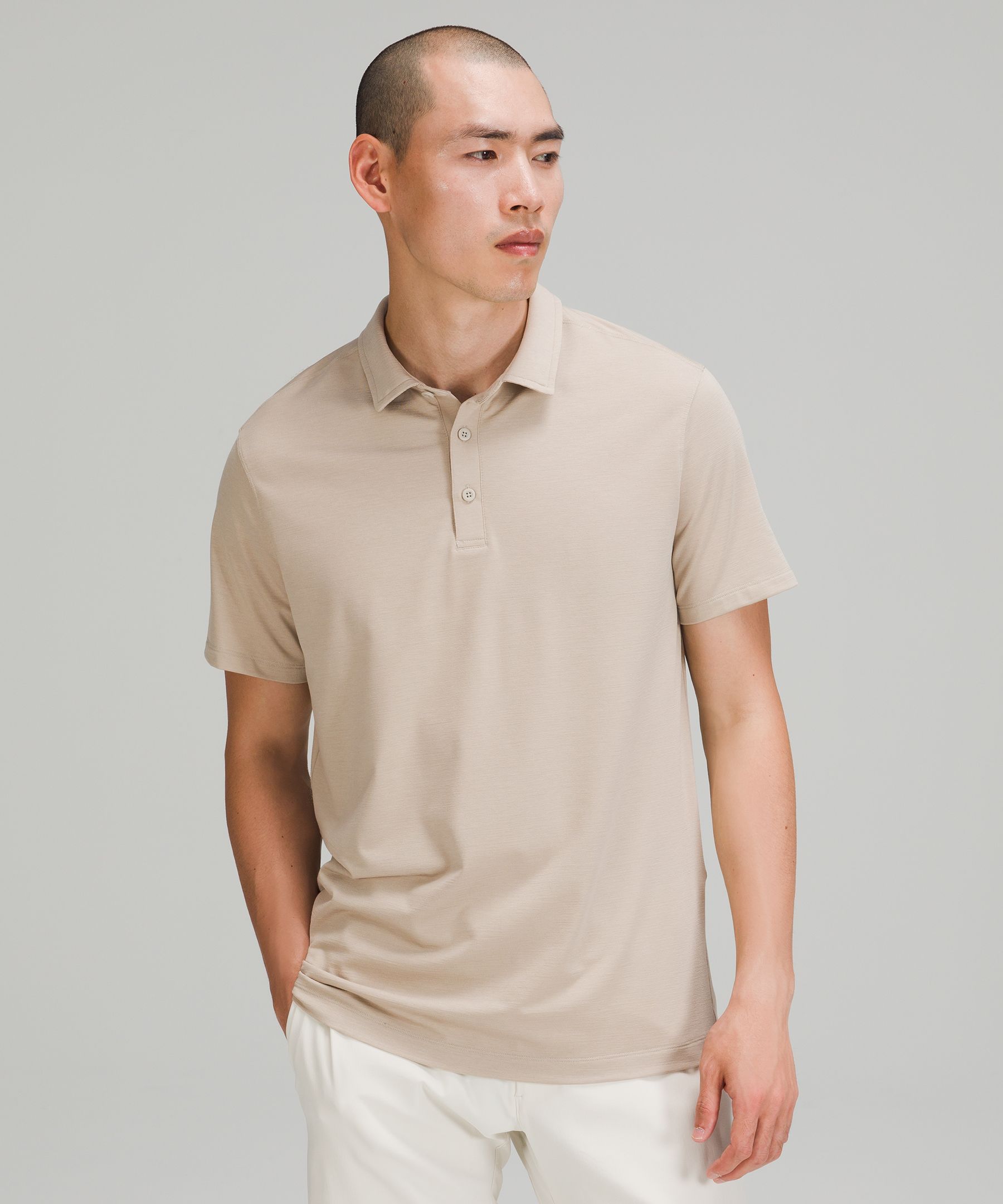 Lululemon Evolution Short Sleeve Polo Shirt Pique Fabric In Raw Linen