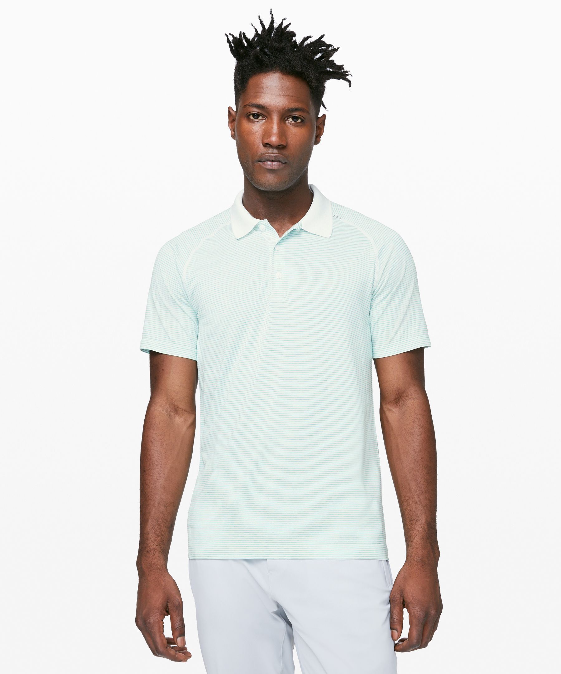 Lululemon Metal Vent Tech Polo In White/white/blue/lime