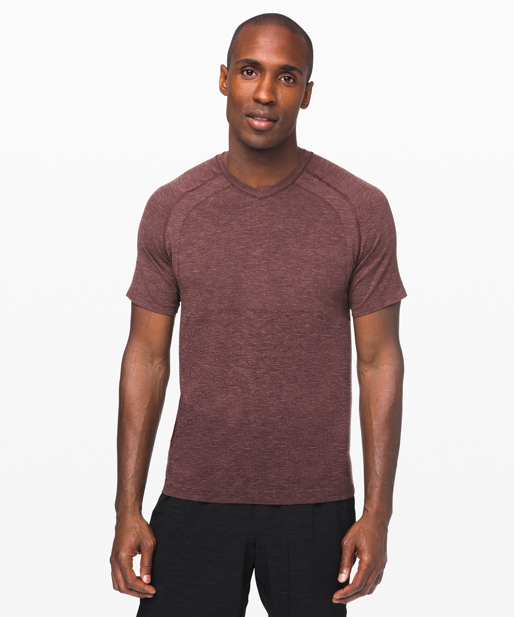 Lululemon Metal Vent Tech Short Sleeve V 2.0 In Red Dust/arctic Plum