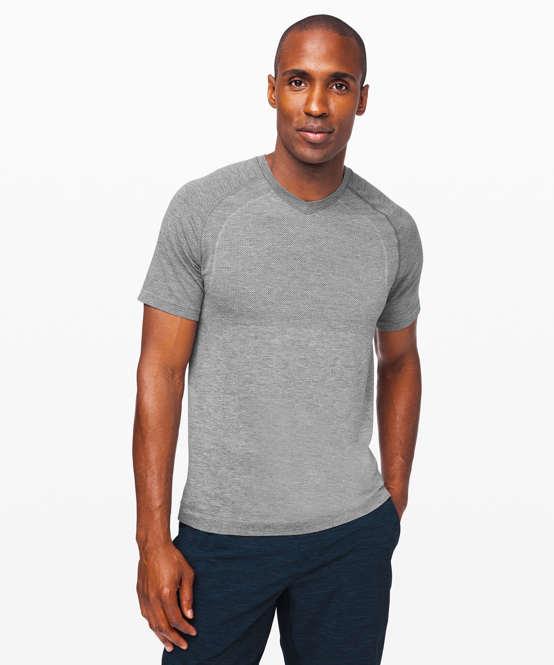 Lululemon Metal Vent Tech Short Sleeve V-neck Shirt 2.0 In Slate/white
