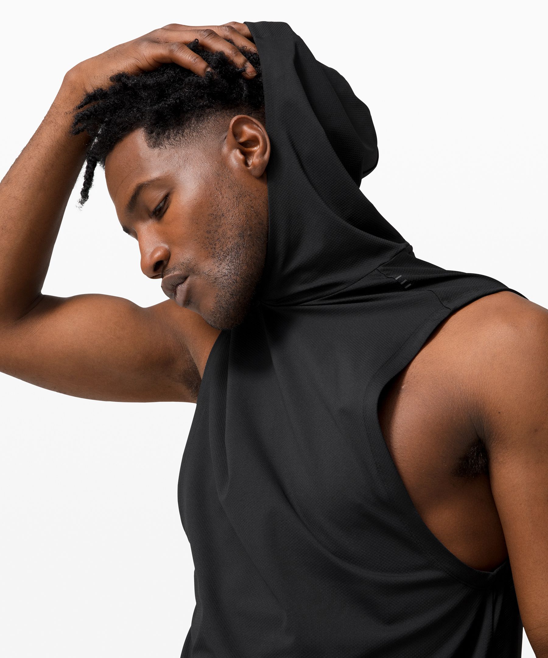 DryMove™ Sleeveless Sports Hoodie - Black - Men