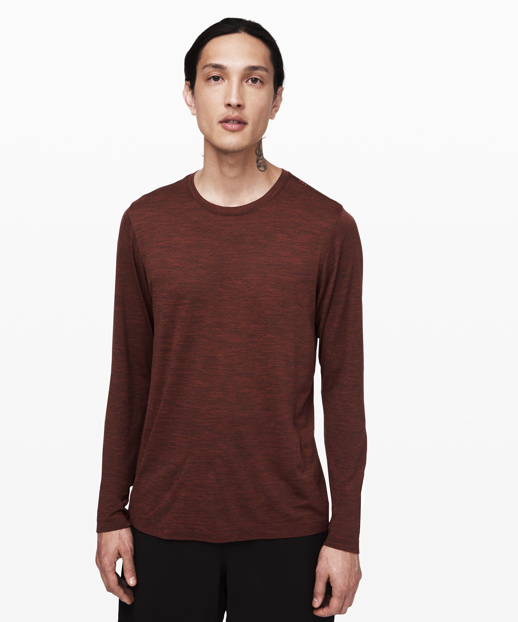 Lululemon Metal Vent Breathe Long Sleeve In Magma/sequoia