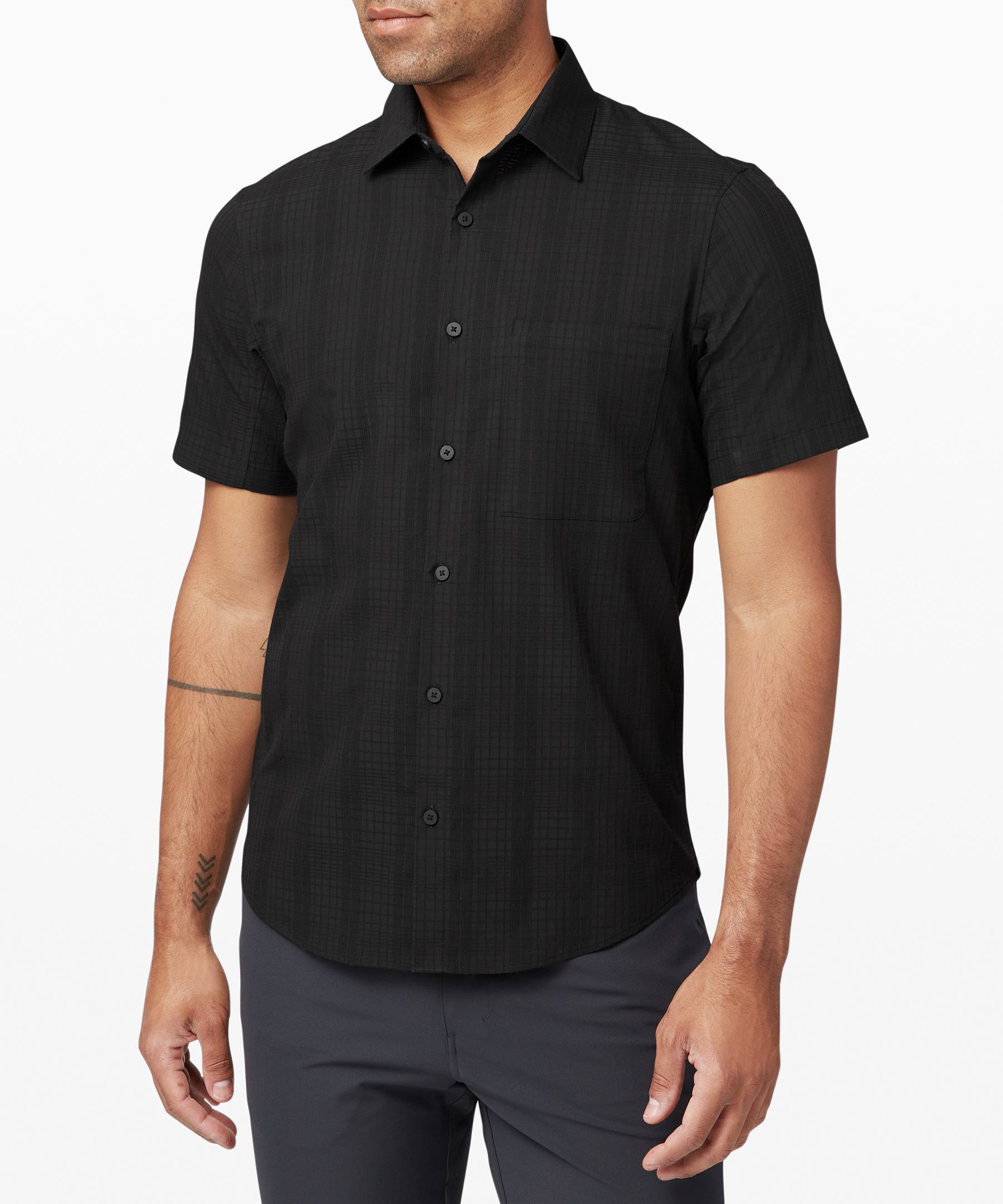 Lululemon Down To The Wire Short Sleeve Shirt *online Only In Black