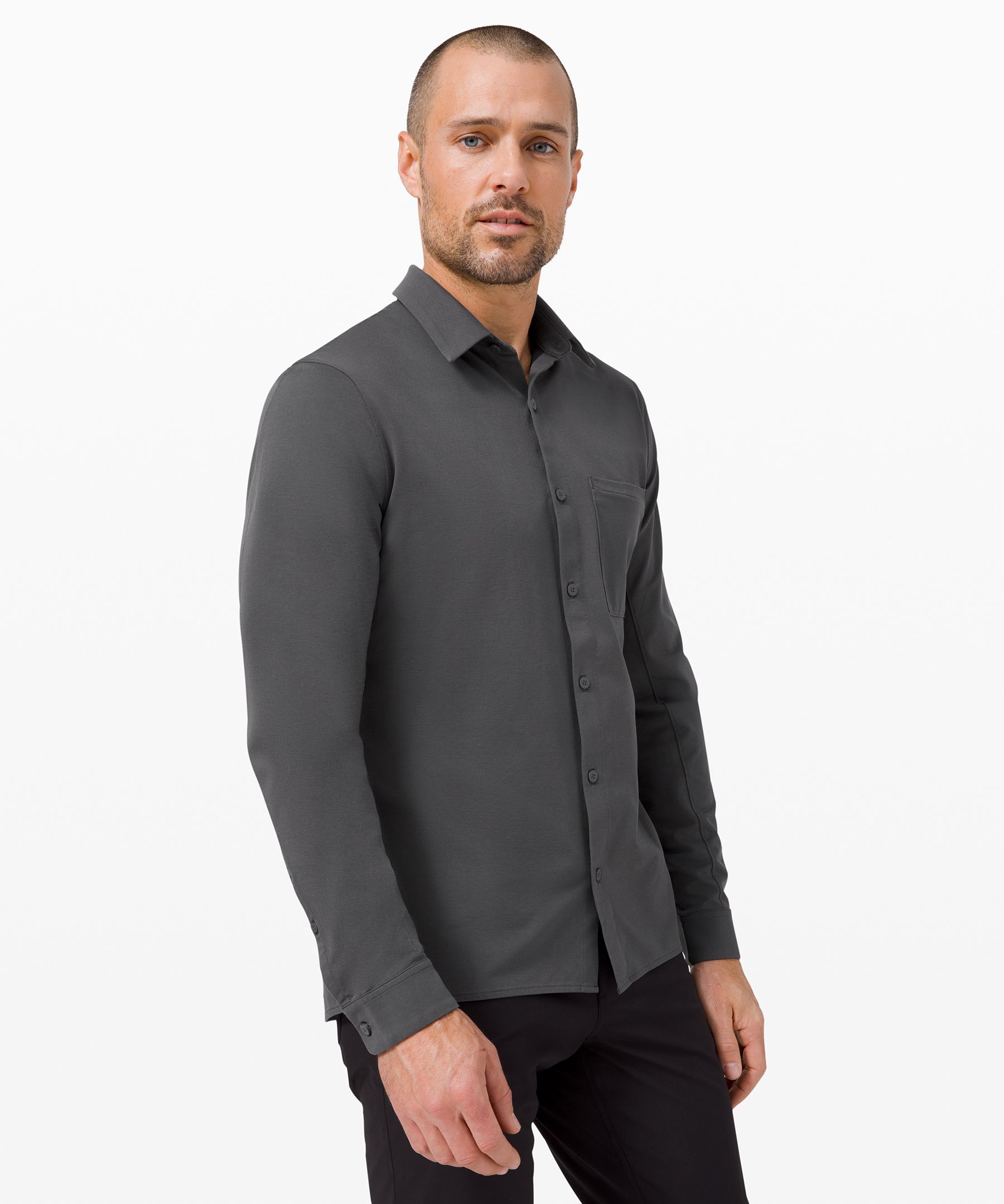 Lululemon Commission Long Sleeve Button Down In Grey