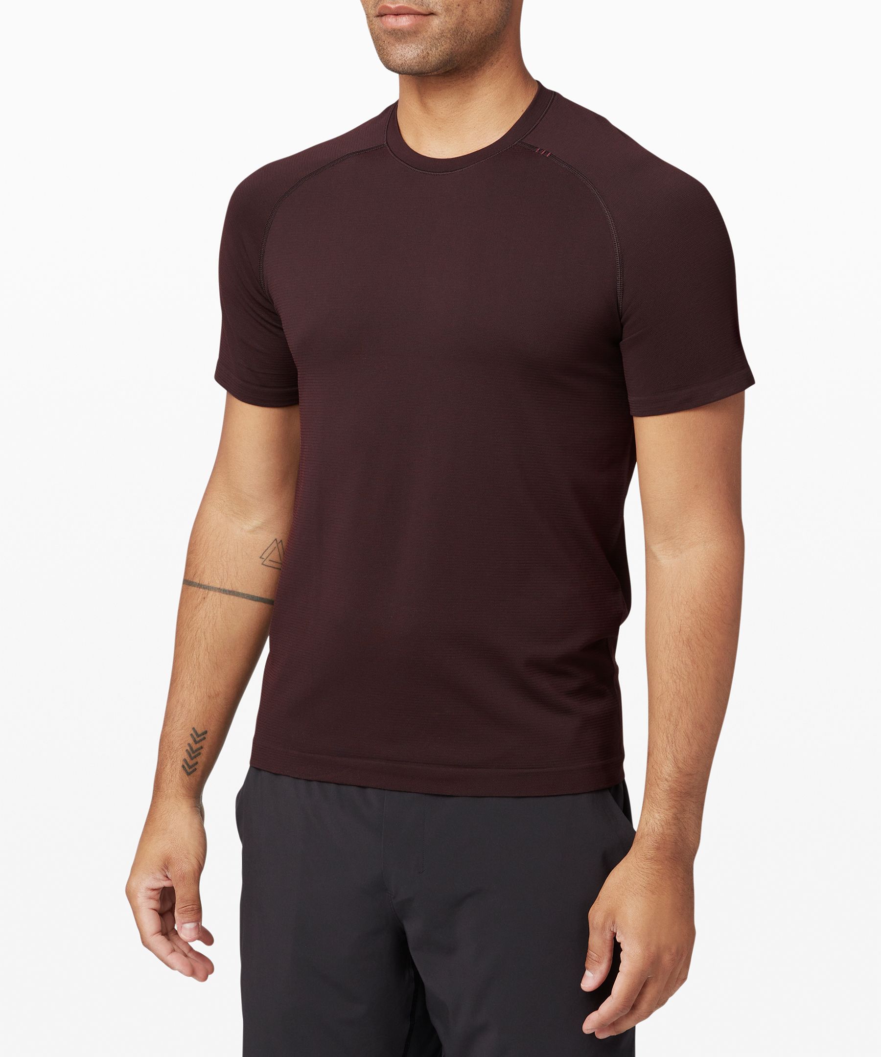 Lululemon Metal Vent Tech Short Sleeve 2.0 In Burgundy