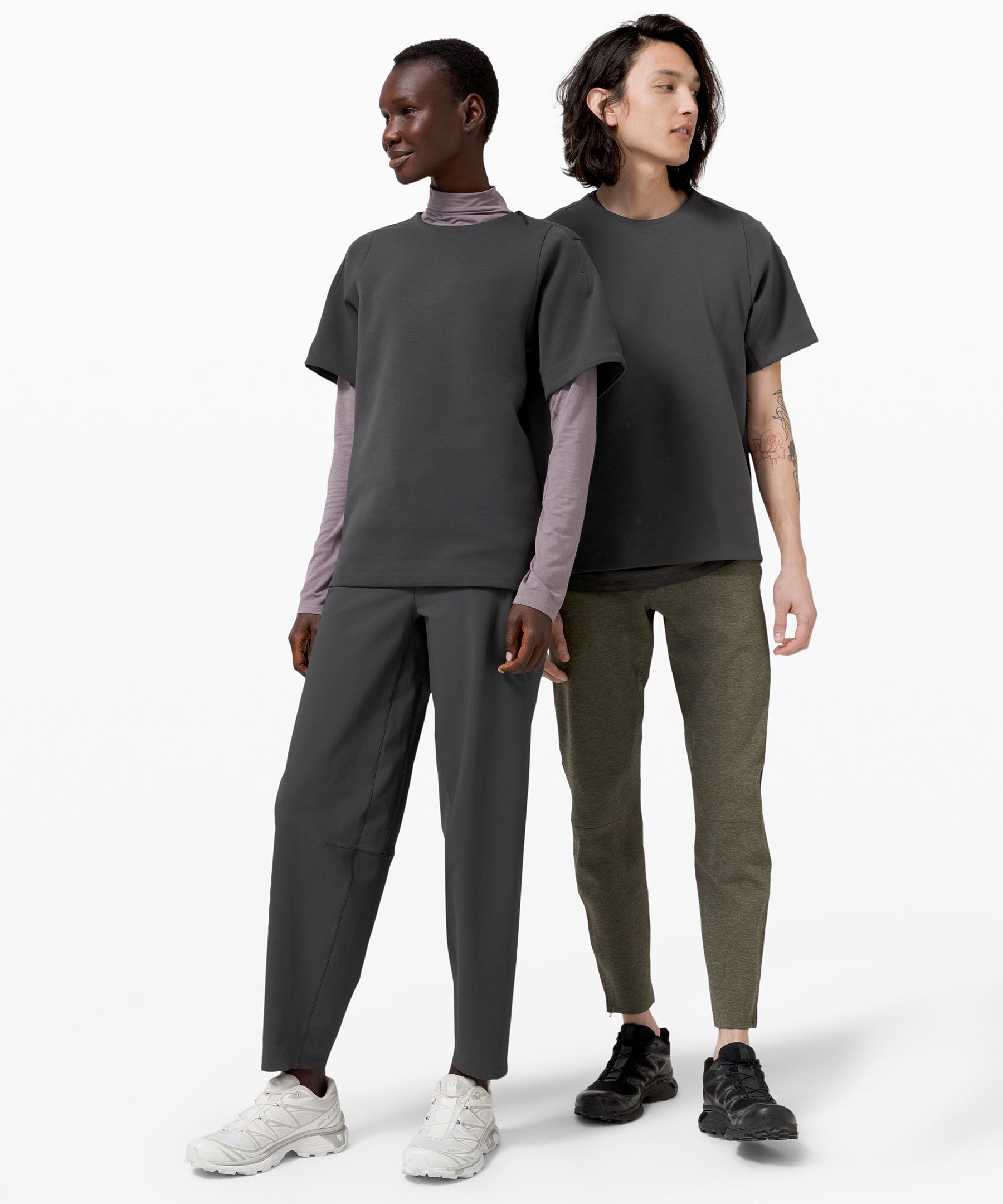 Lululemon Confluence Short Sleeve Crew * Lab In Graphite Grey