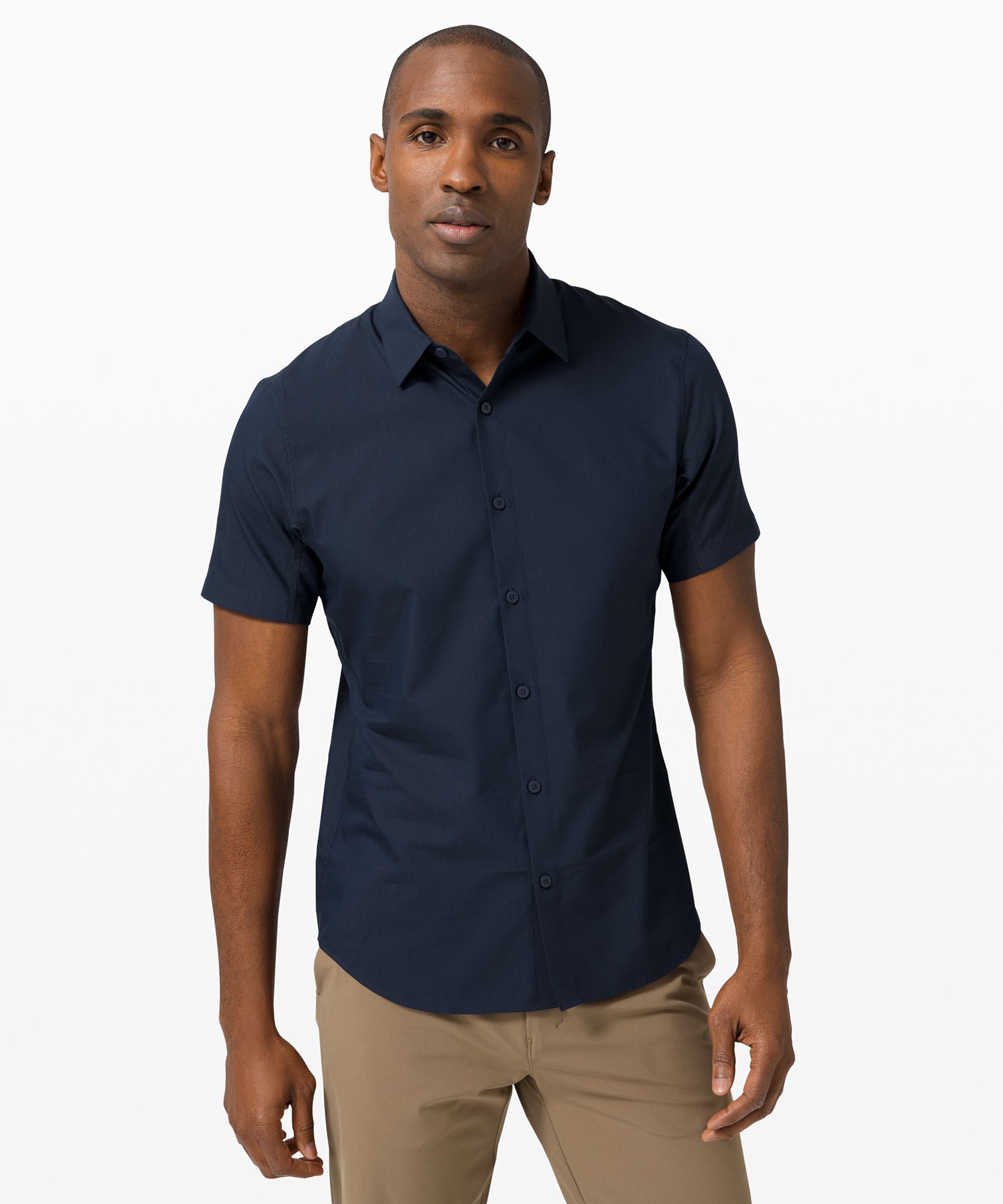 Lululemon Down To The Wire Short Sleeve Shirt *online Only In Navy