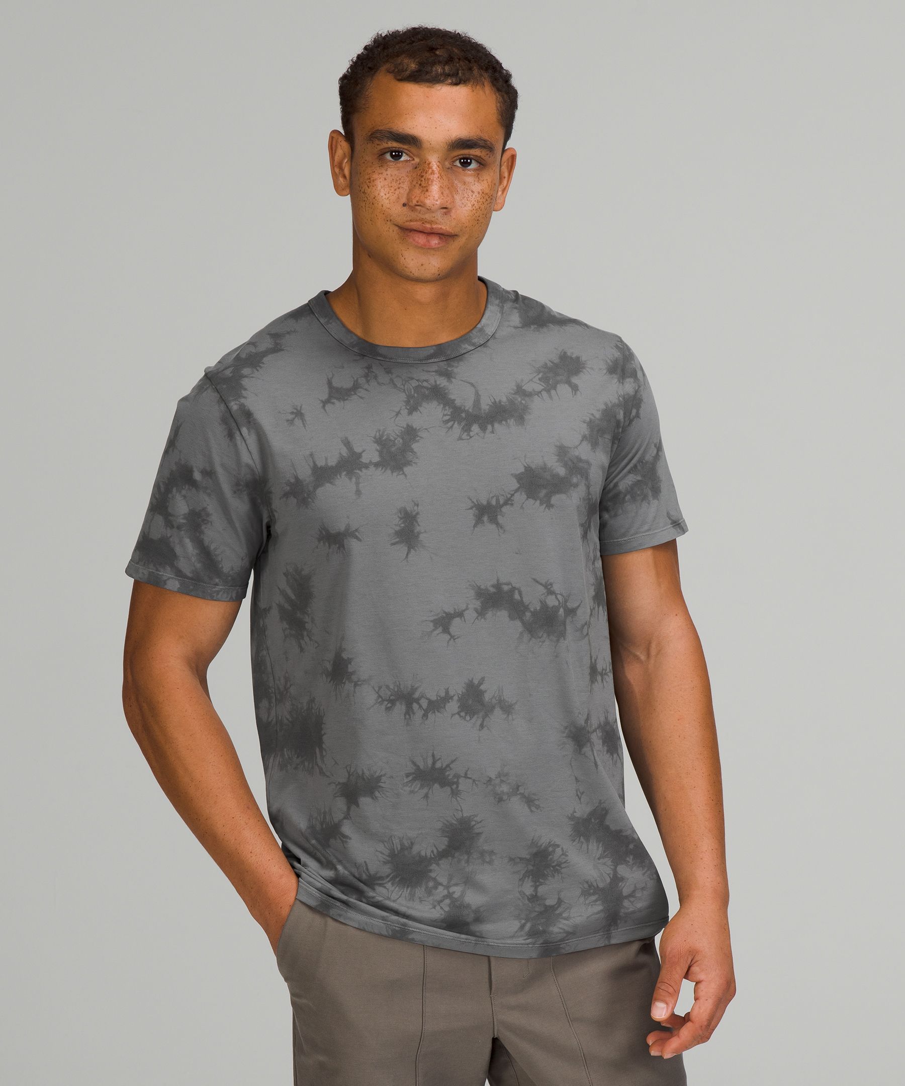Lululemon The Fundamental T-shirt In New Tide Shibori Asphalt Grey
