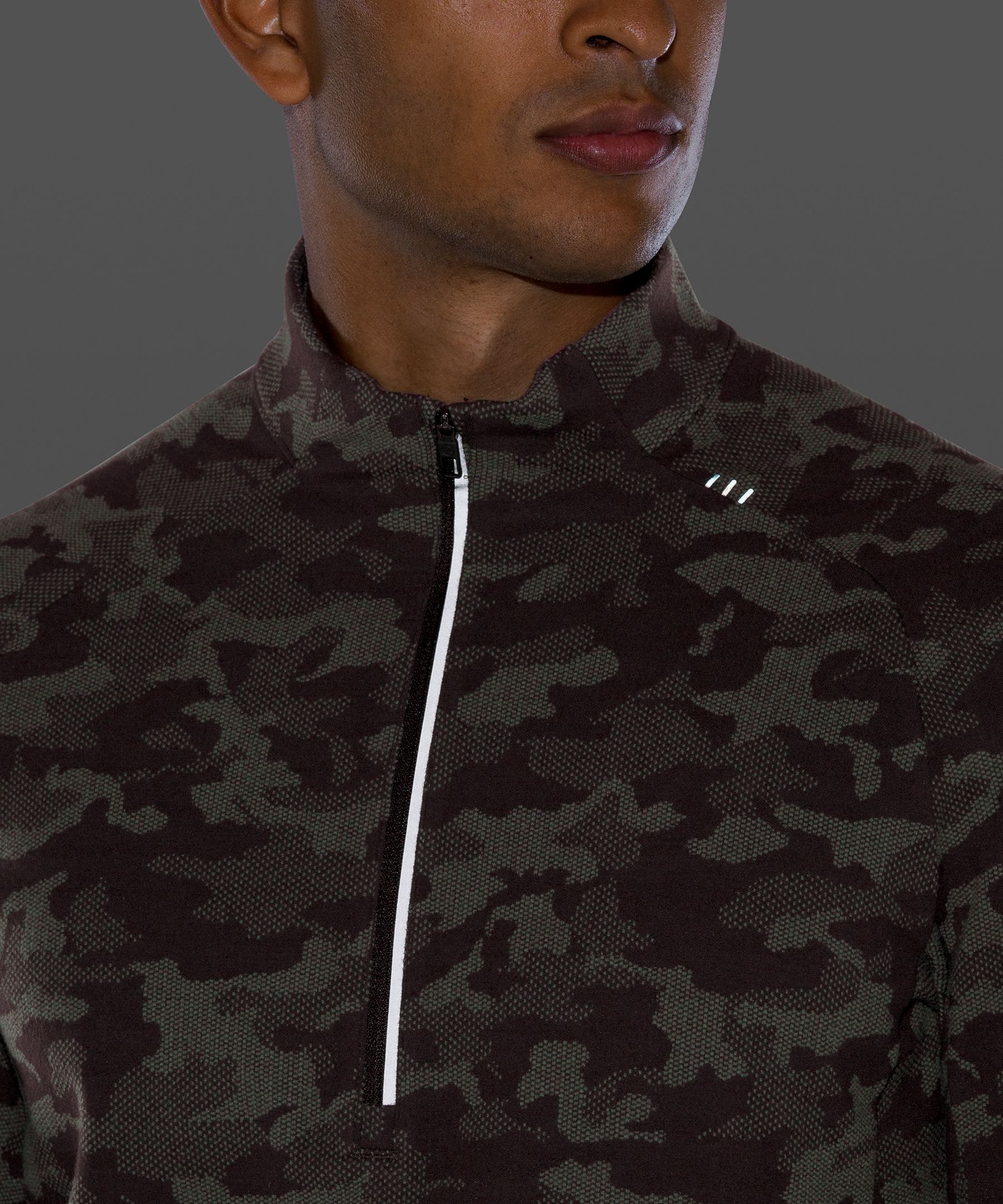 Lululemon Surge Warm Half-zip Jacquard In Heritage Camo Jacquard Graphite  Grey Silver Drop