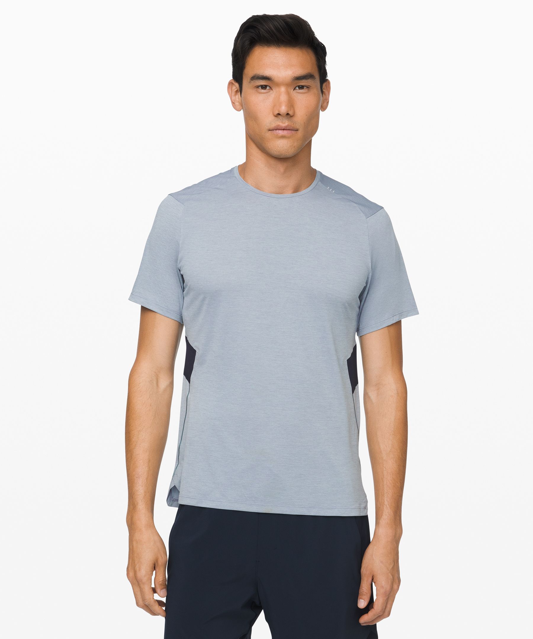 Lululemon Fast And Free Short Sleeve In Heathered Chambray/true Navy