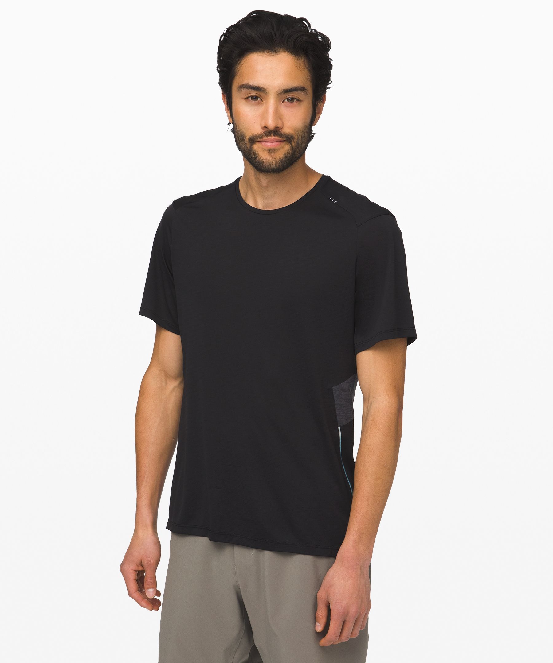 Lululemon Fast And Free Short Sleeve In Black/heathered Obsidian