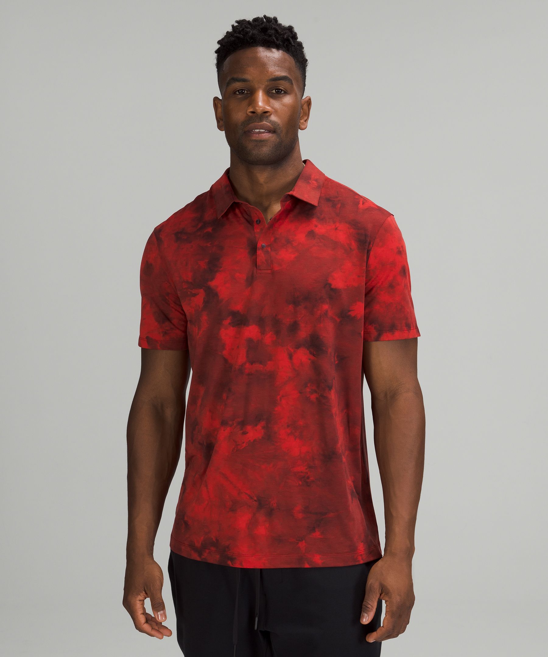 Lululemon Evolution Short Sleeve Polo Shirt In Tidal Dye Grenadine Red Cassis
