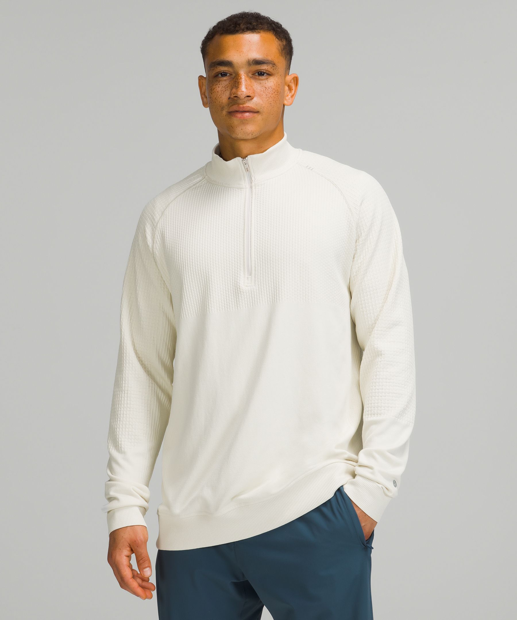 Lululemon Engineered Warmth Half-zip In White Opal/white Opal