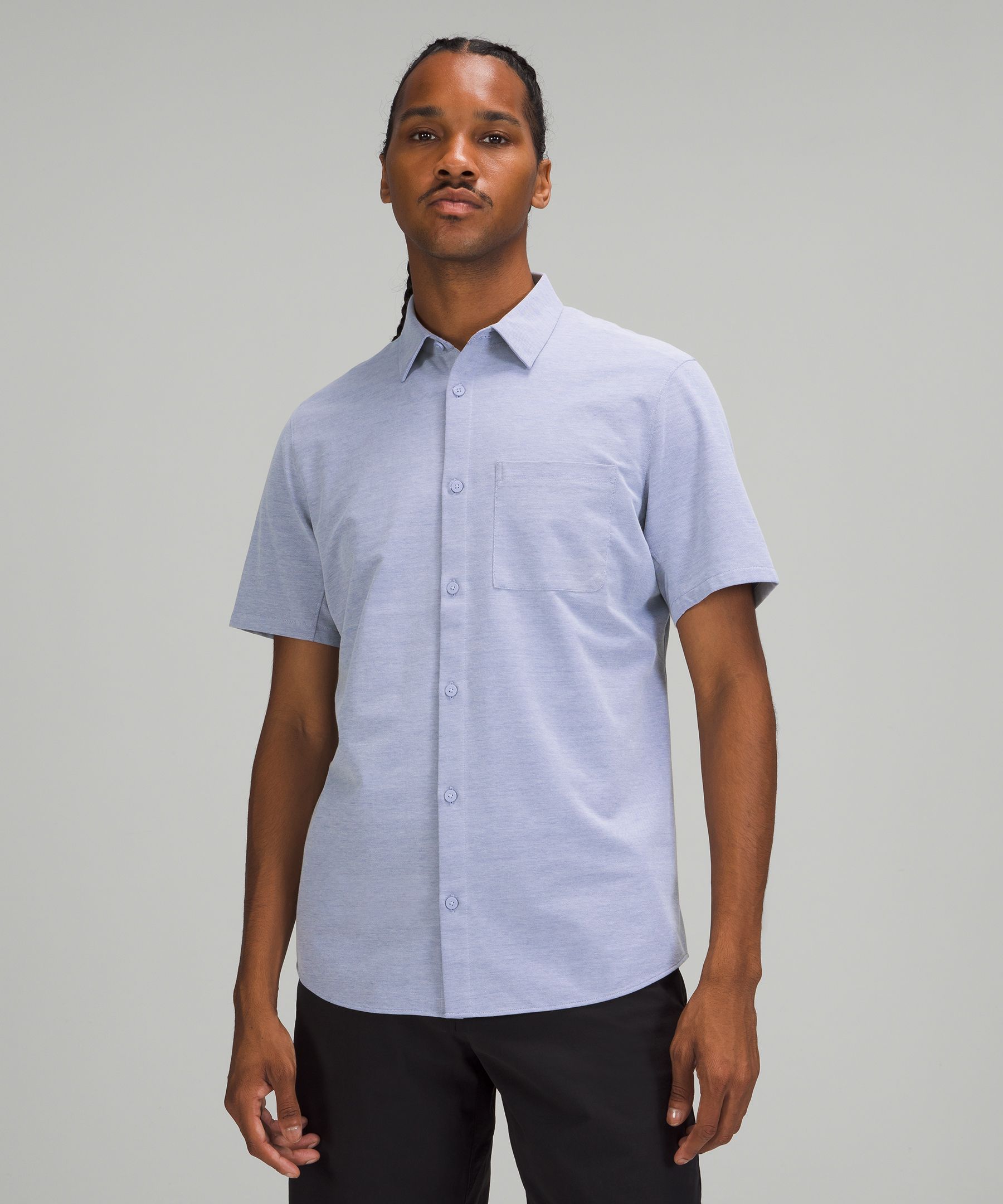 Lululemon Commission Short Sleeve Shirt In Harbor Blue/white | ModeSens
