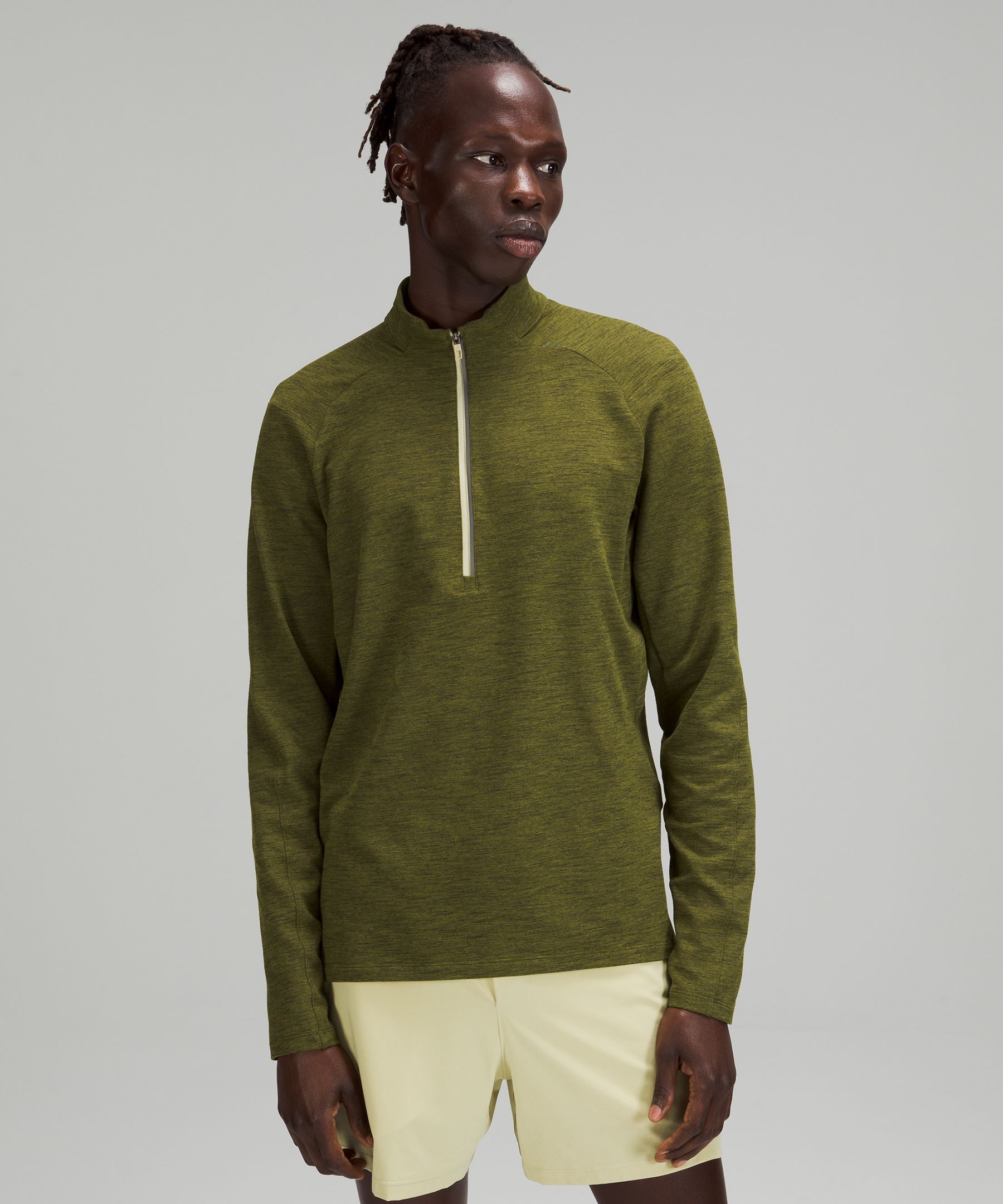 Lululemon Surge Warm Half-zip In Dew Green/juniper Green/black