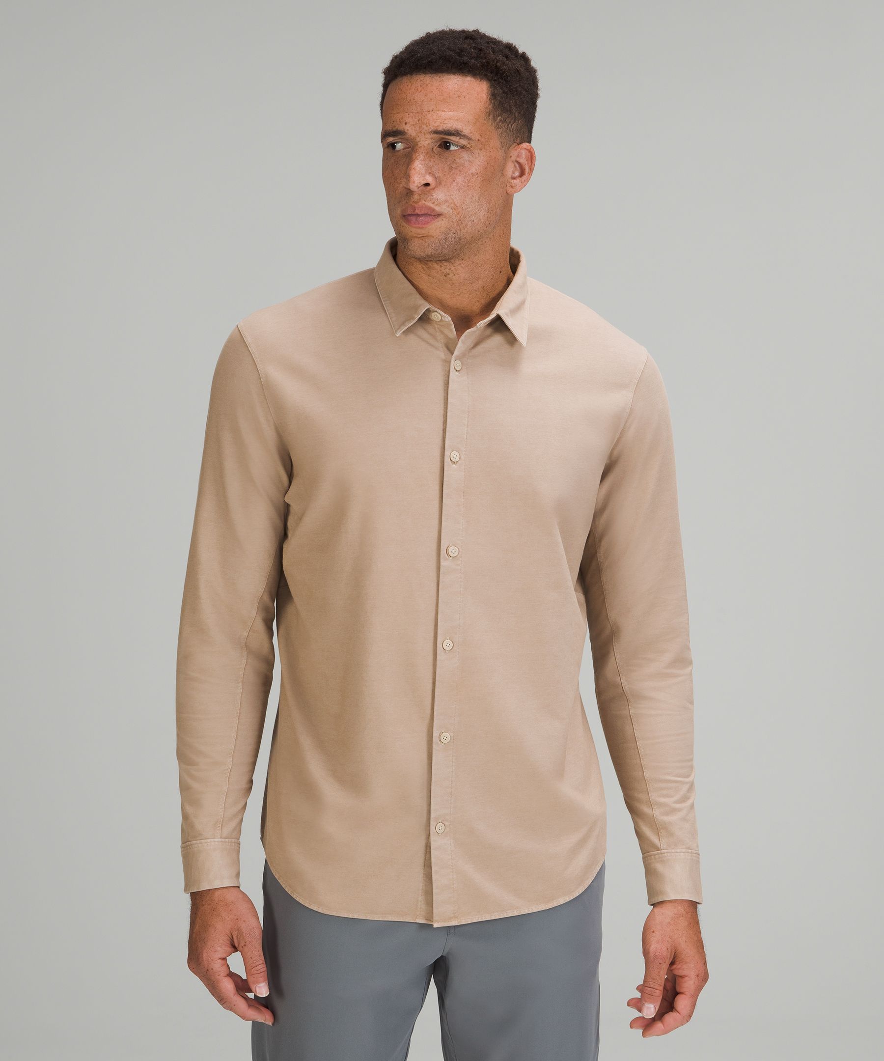 Lululemon Commission Long Sleeve Shirt In Cafe Au Lait Enzyme Dye