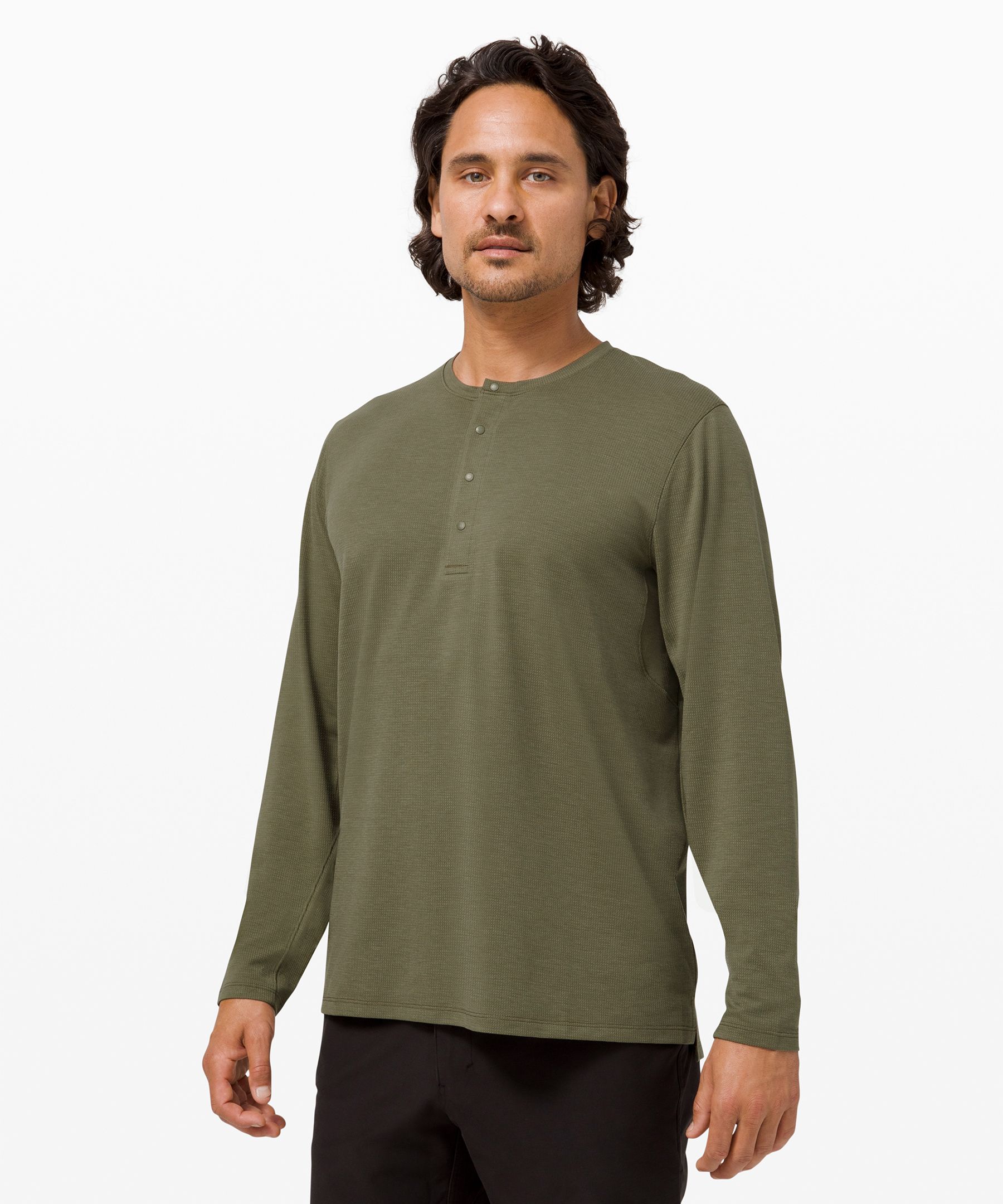 Womens Skims green Long-Sleeve Henley T-Shirt