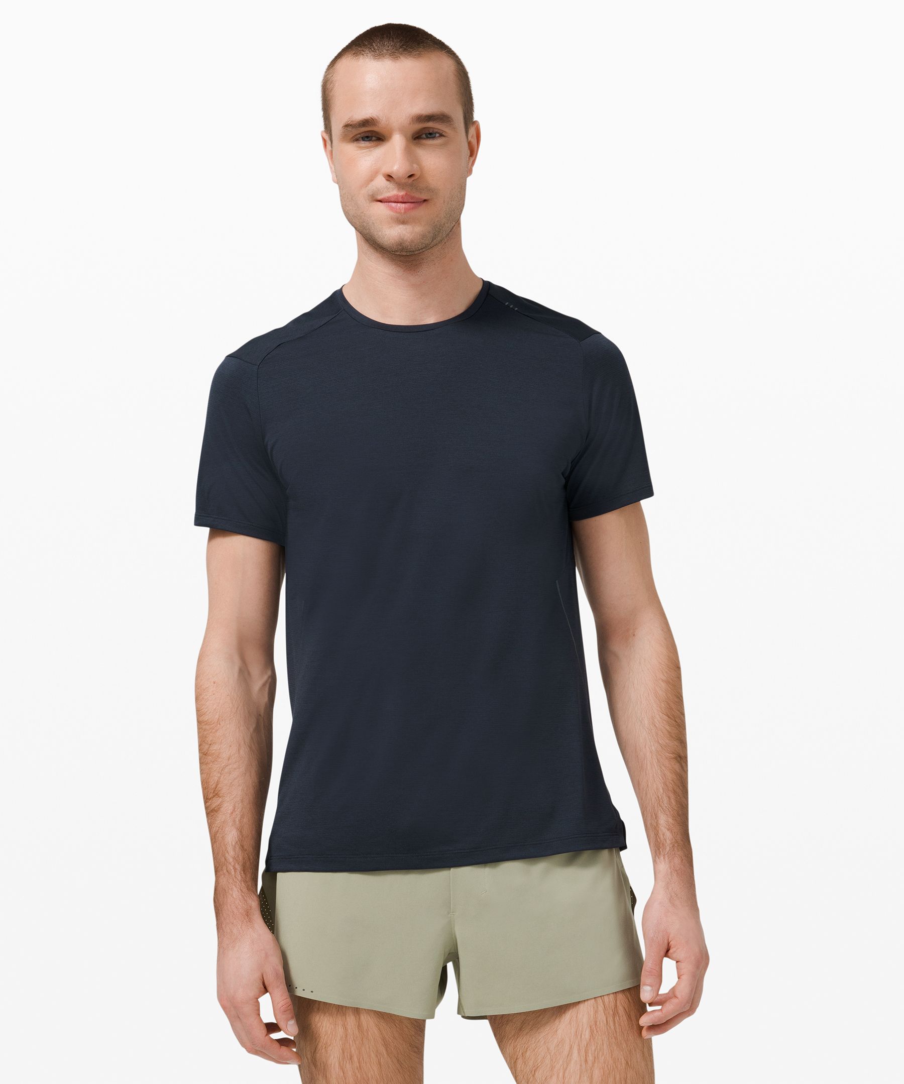 Lululemon Fast And Free Short Sleeve Shirt Recycled In Heathered Classic Navy