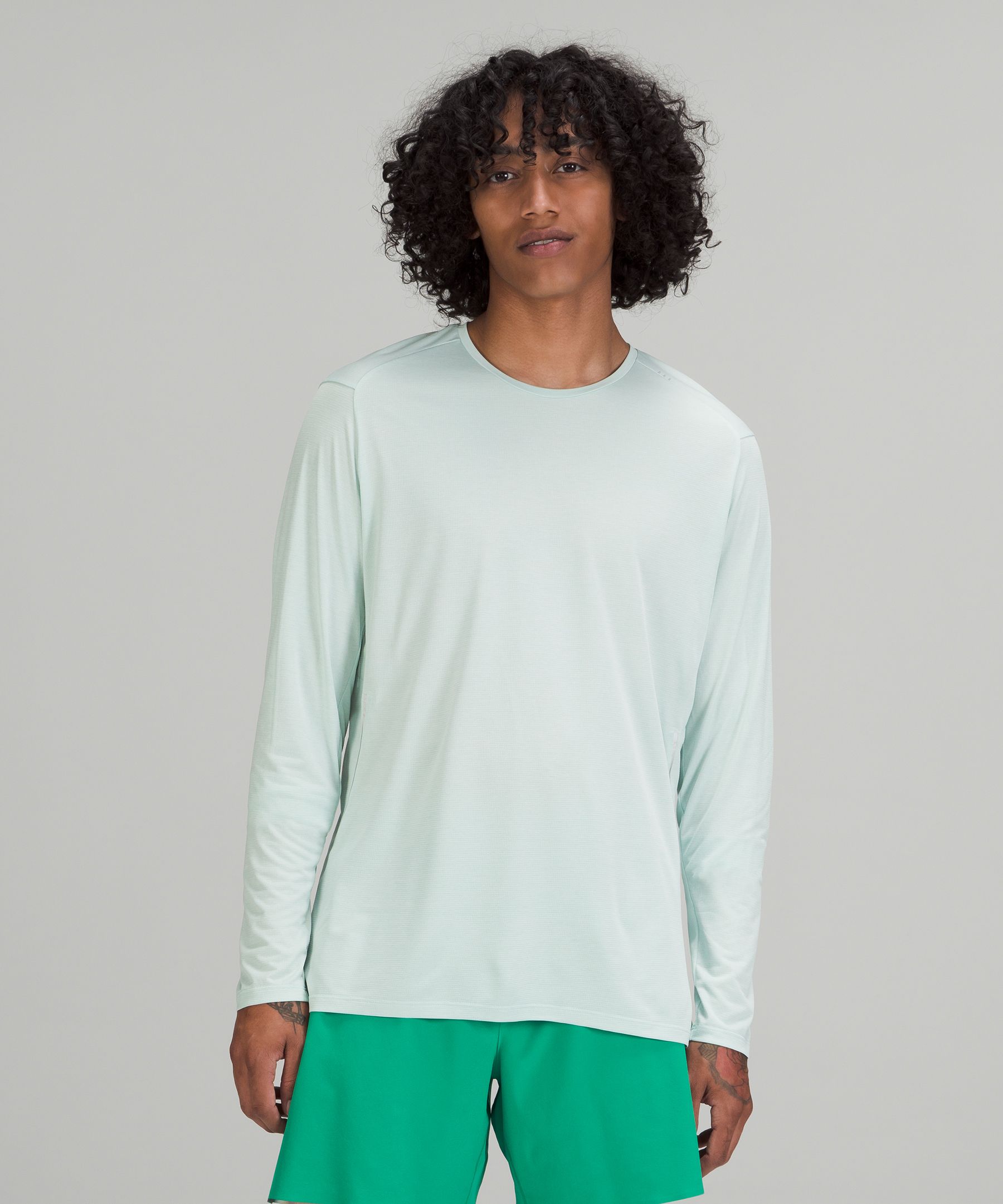 Lululemon Fast And Free Long Sleeve Shirt In Heathered Delicate Mint