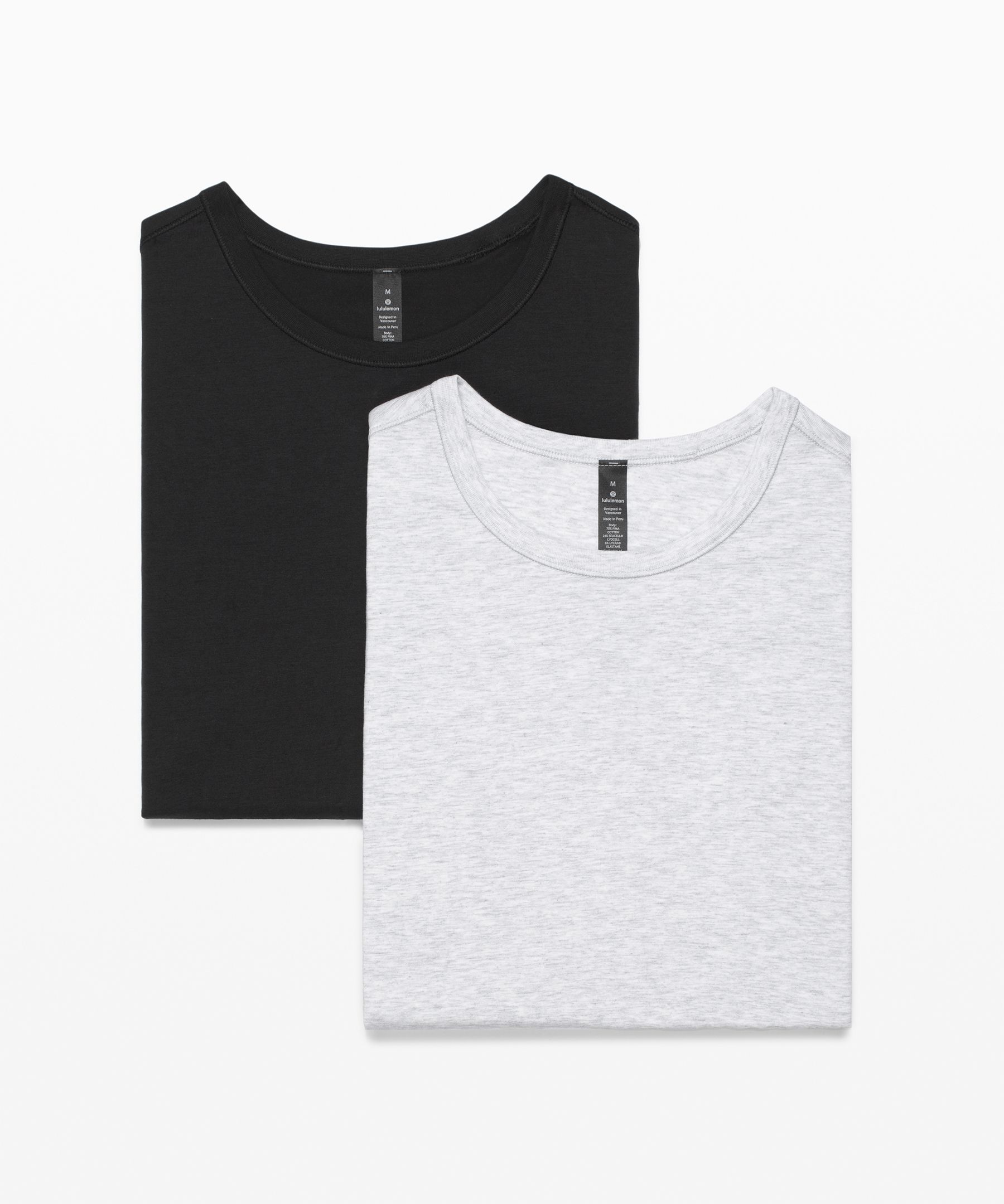 Lululemon 5 Year Basic T-shirt 2 Pack In Black/heathered Core Ultra Light Grey