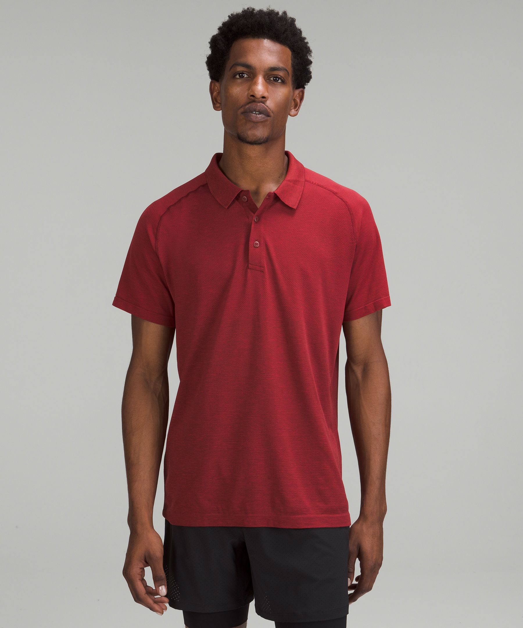 Lululemon Metal Vent Tech Polo Shirt 2.0 In Dark Red/savannah