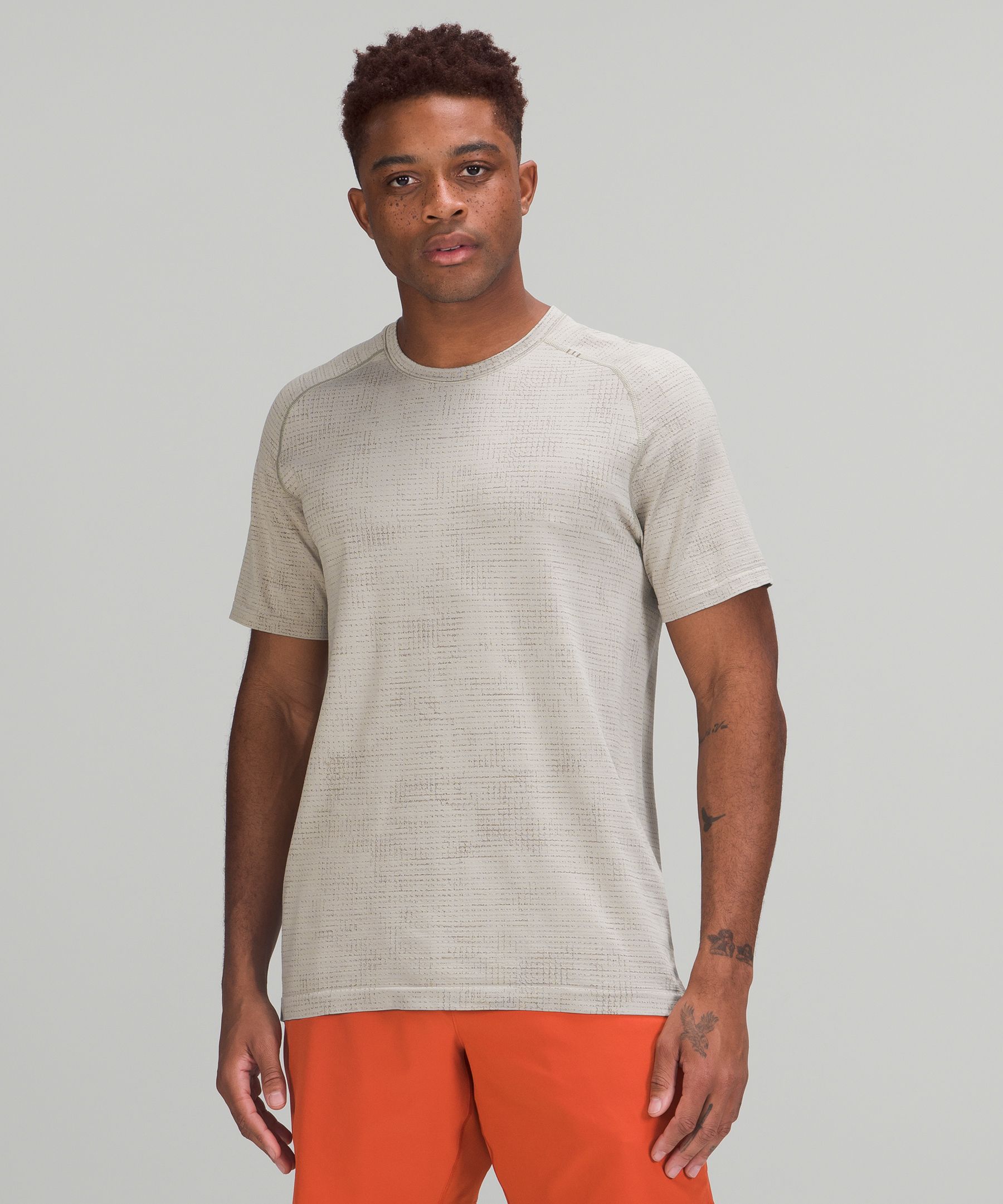 Lululemon Metal Vent Tech Short Sleeve Shirt 2.0 In Disrupted Grid Rover/raw Linen