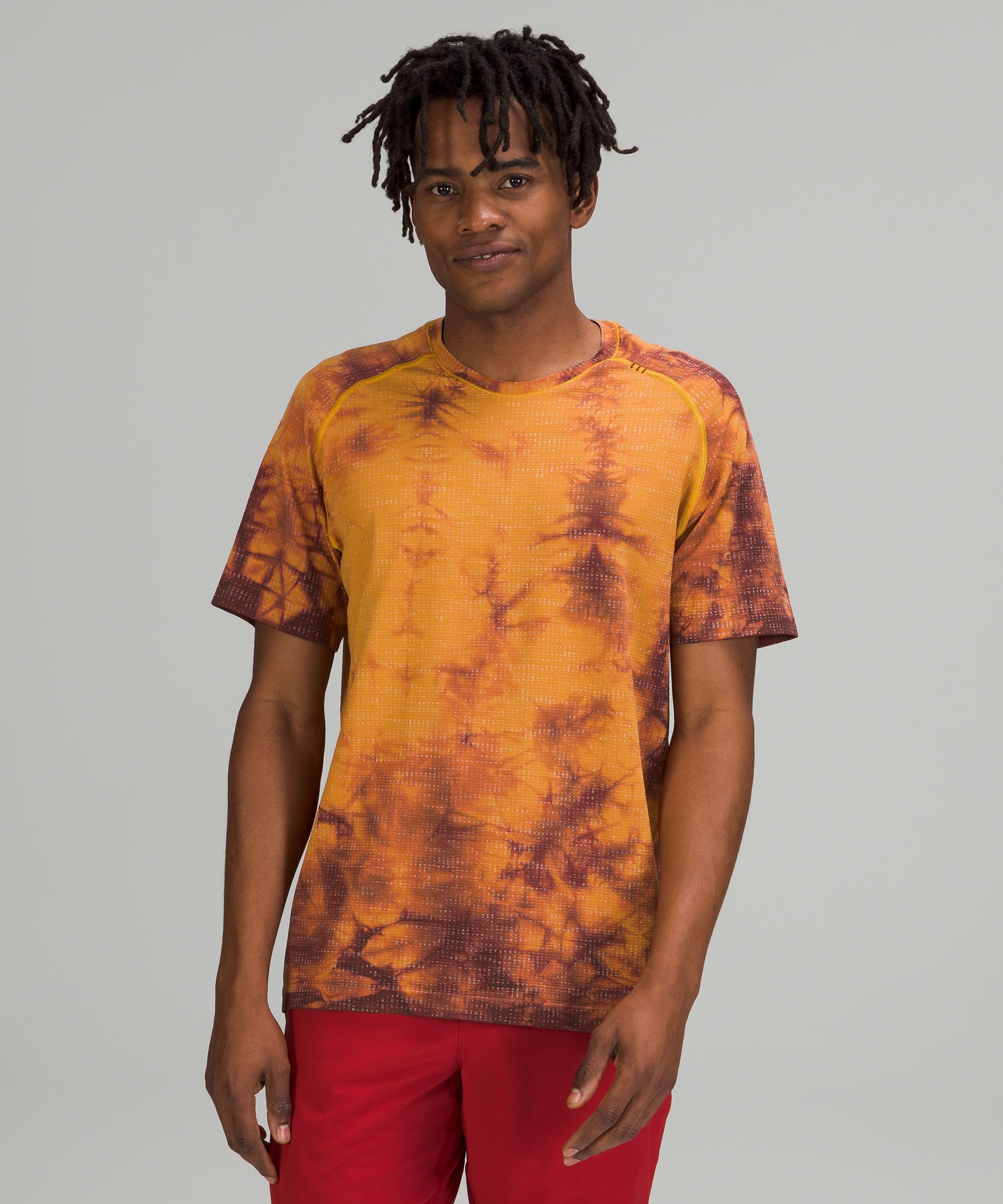 Lululemon Metal Vent Tech Short Sleeve Shirt 2.0 In Disconnect Marble Dye Soleil/mulled Wine